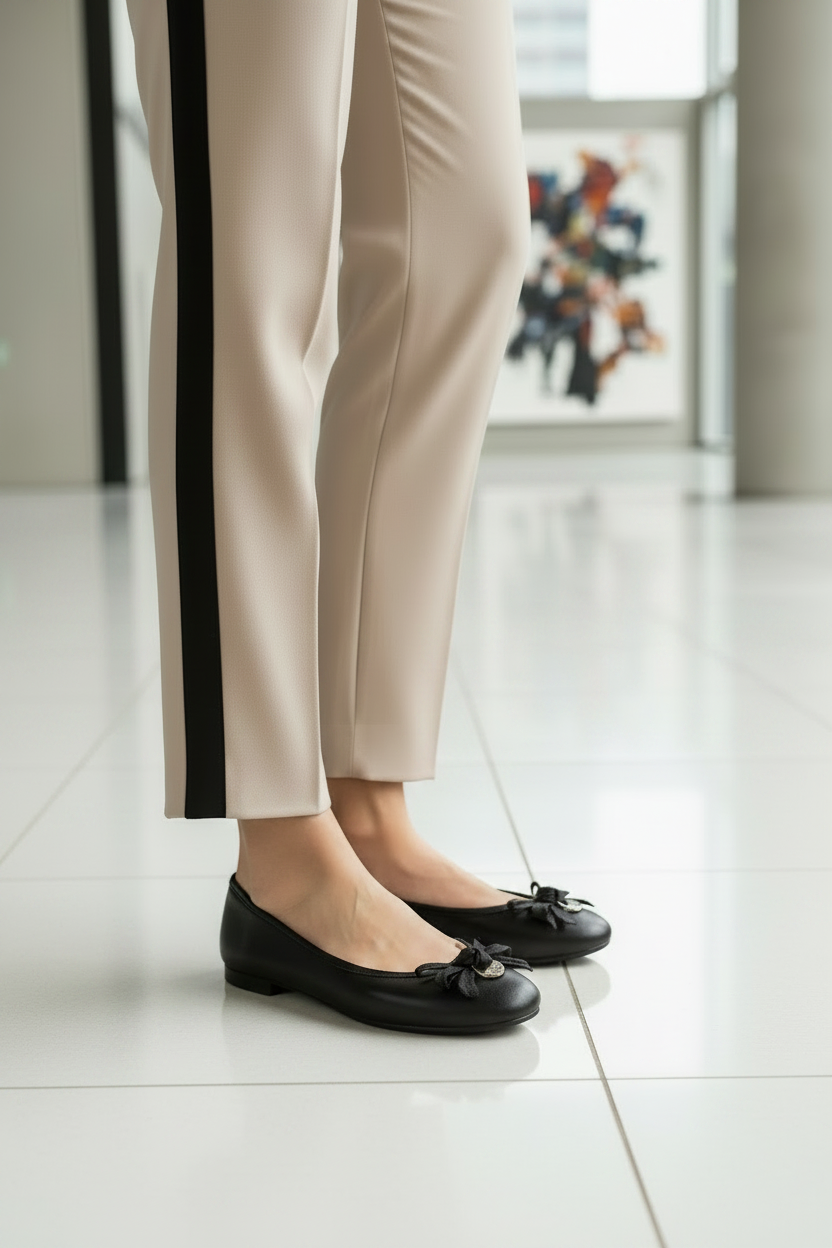 NeroGiardini Ballerine in Vera Pelle Nappa Nero con Fiocco
