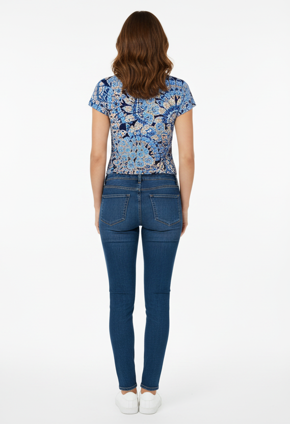 T-Shirt Donna Nero Giardini P561918D Mandala Blu