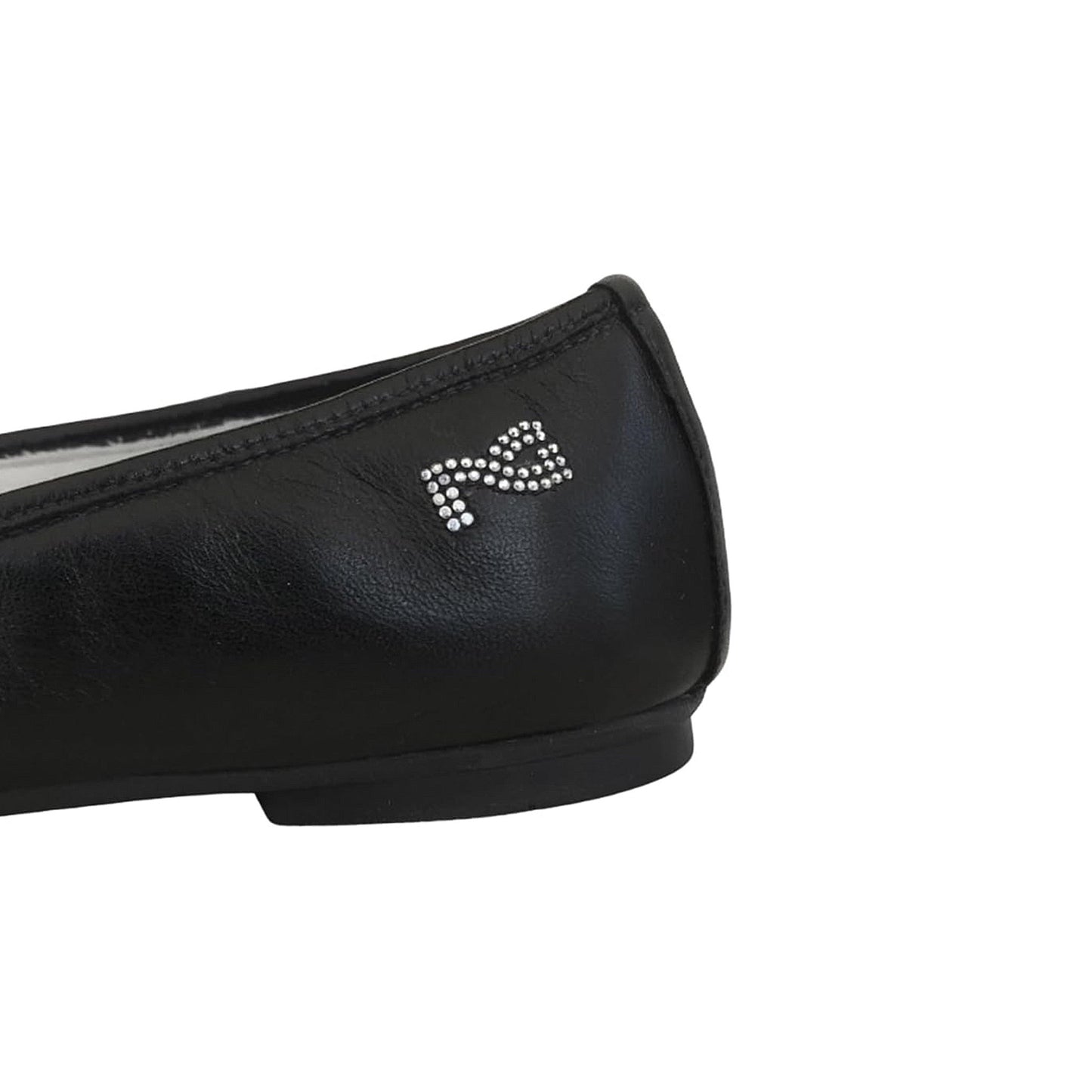 NeroGiardini Ballerine Donna P308421D in Vera Pelle Nero con Fiore Decorativo, 38 EU