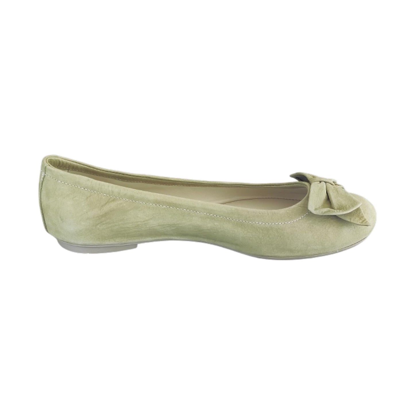Ballerine Pistacchio NeroGiardini P409831D Vera Pelle Scamosciata con fiocco