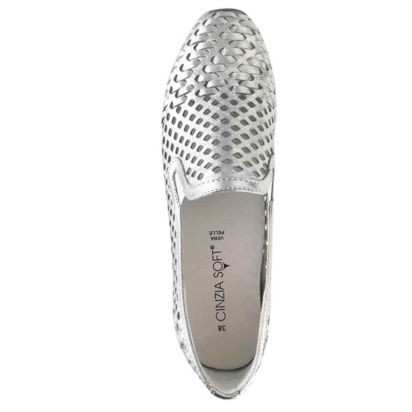 Sneakers Donna Cinzia Soft 8199 Vera Pelle con Plantare Estraibile ed Elastici Laterali - 38 (EU)