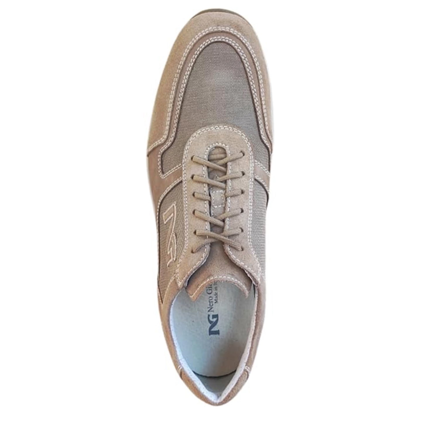 Sneakers Uomo NeroGiardini P201080U Vera Pelle Scamosciata Nabuk Beige Castoro e Sabbia - 41 EU