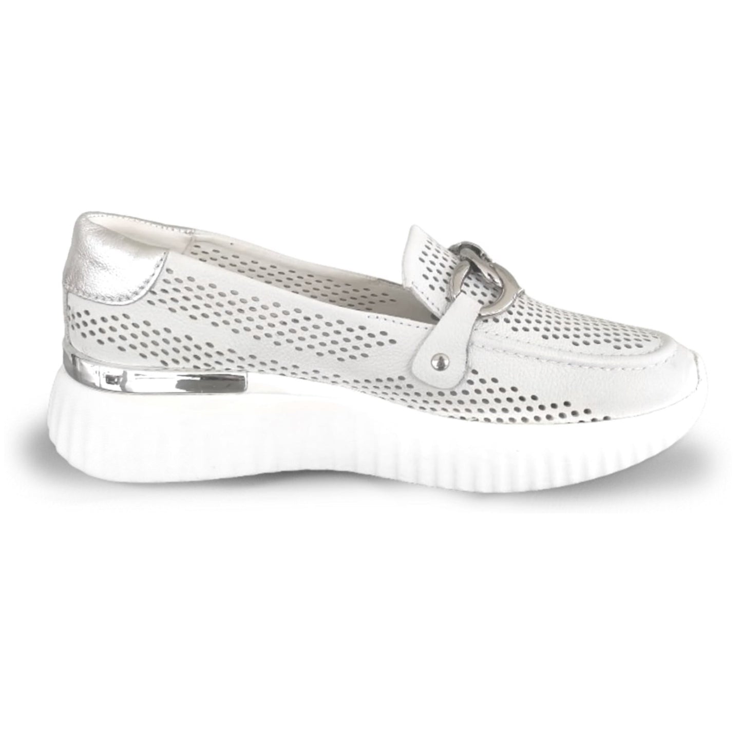 Mocassini Donna Cinzia Soft 16555 Vera Pelle Bianco Ghiaccio