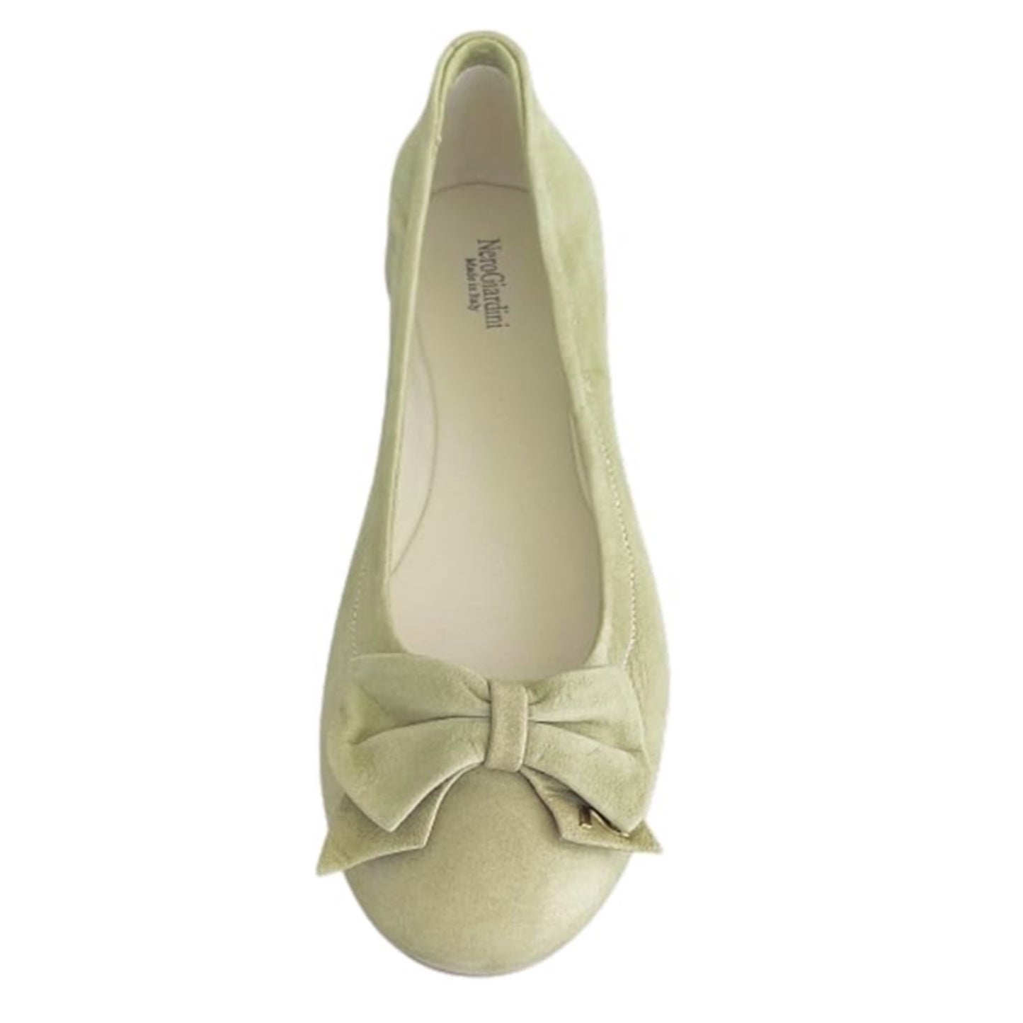 Ballerine Pistacchio NeroGiardini P409831D Vera Pelle Scamosciata con fiocco