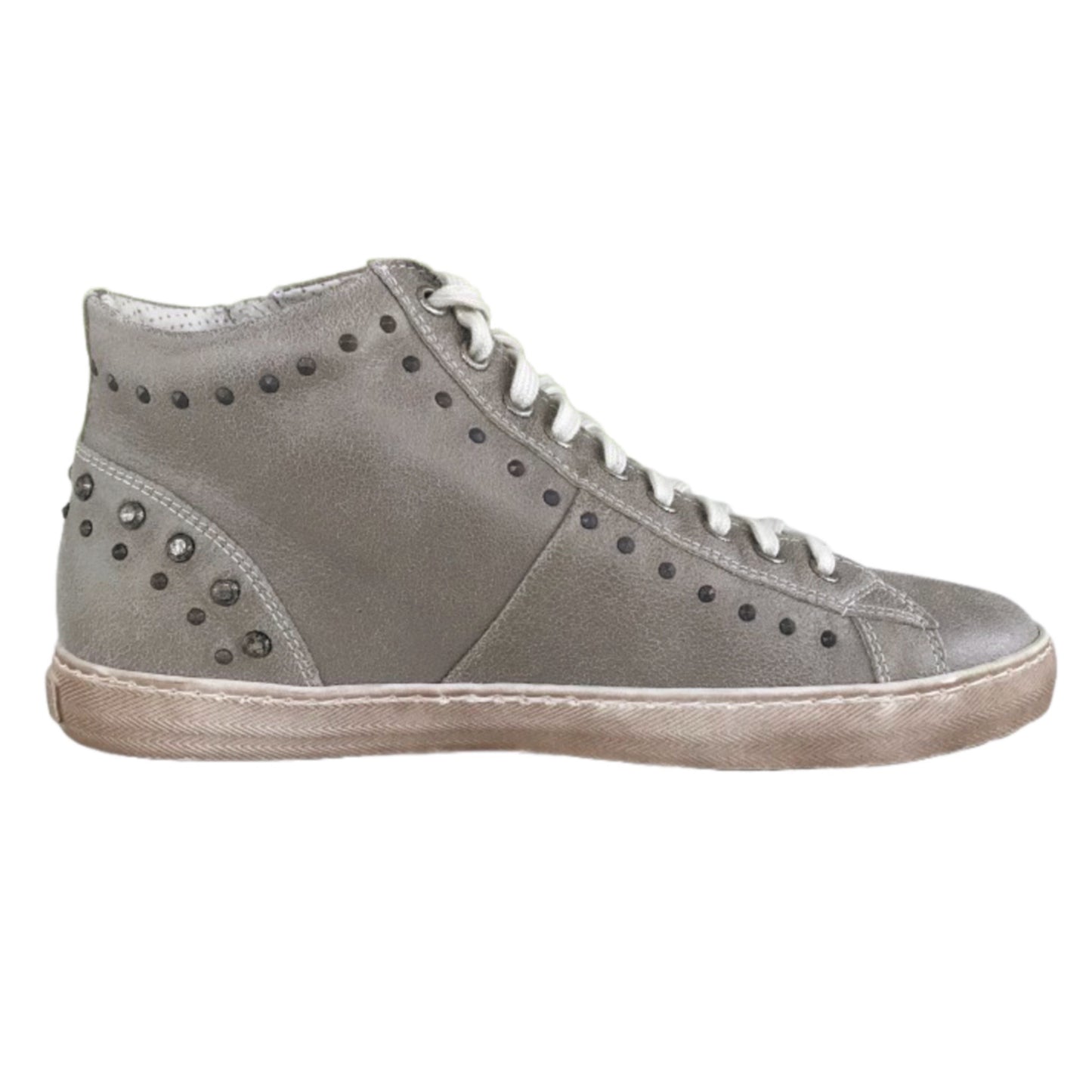 Sneakers Donna NeroGiardini P410110D Vera Pelle Tortora Laminato oro Lacci e Zip - 38 EU