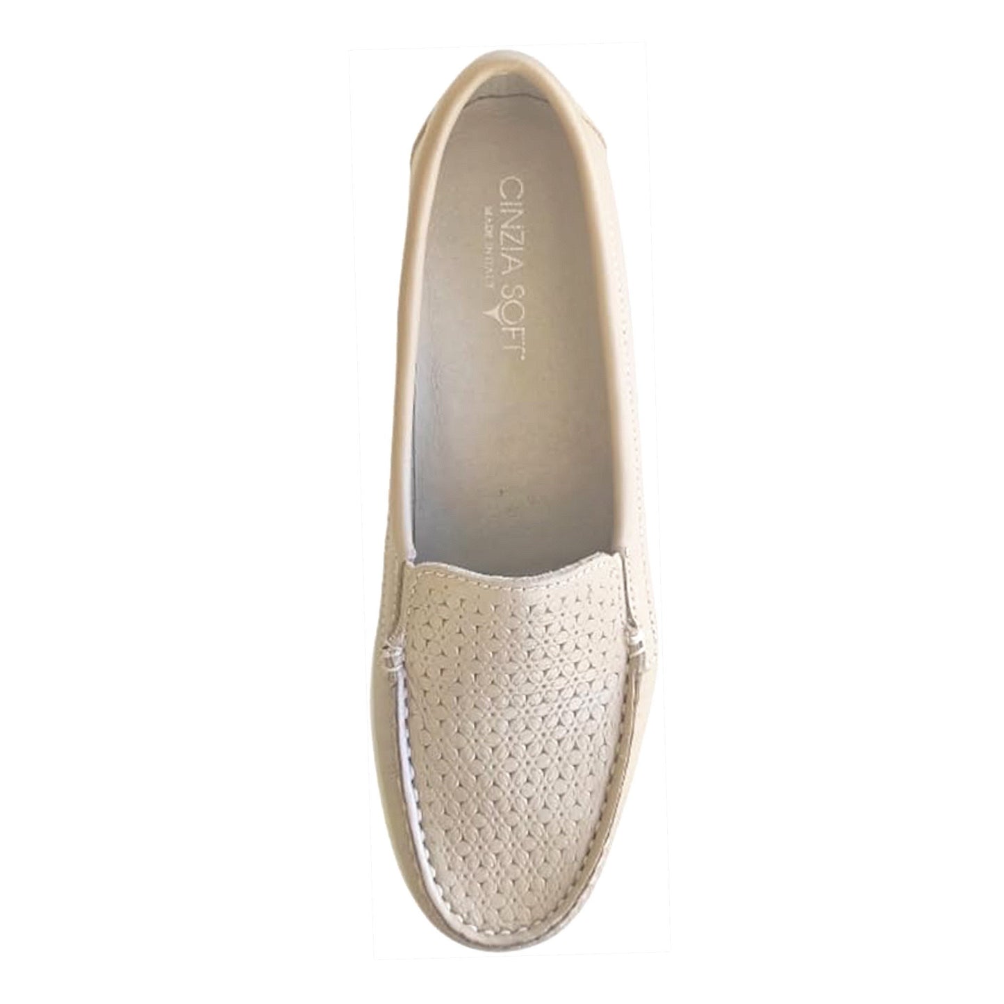 Mocassini con Zeppa Donna Cinzia Soft 001 Vera Pelle Beige Perlato