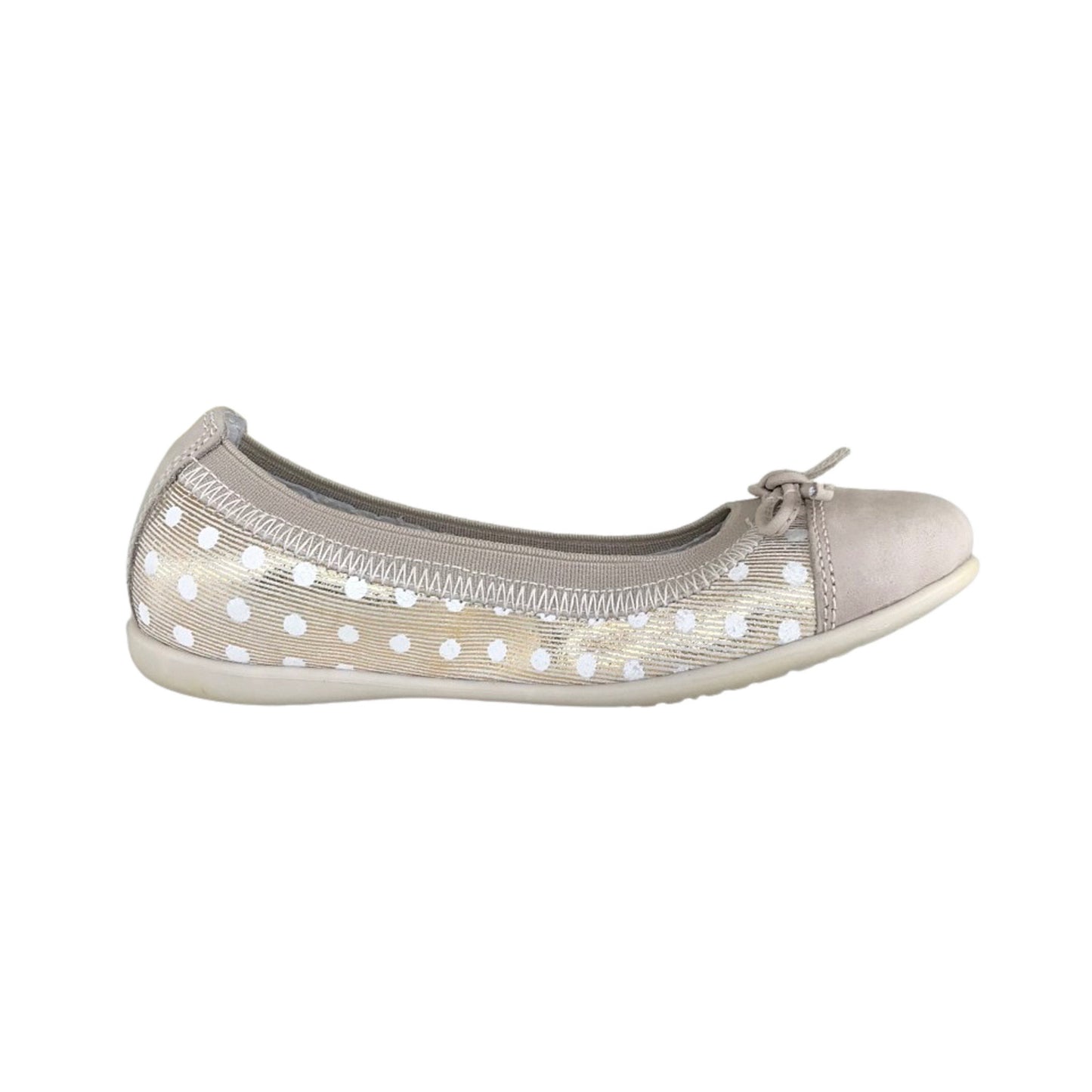 Ballerine Bambina NeroGiardini P631221F Beige Oro a pois bianchi Vera Pelle