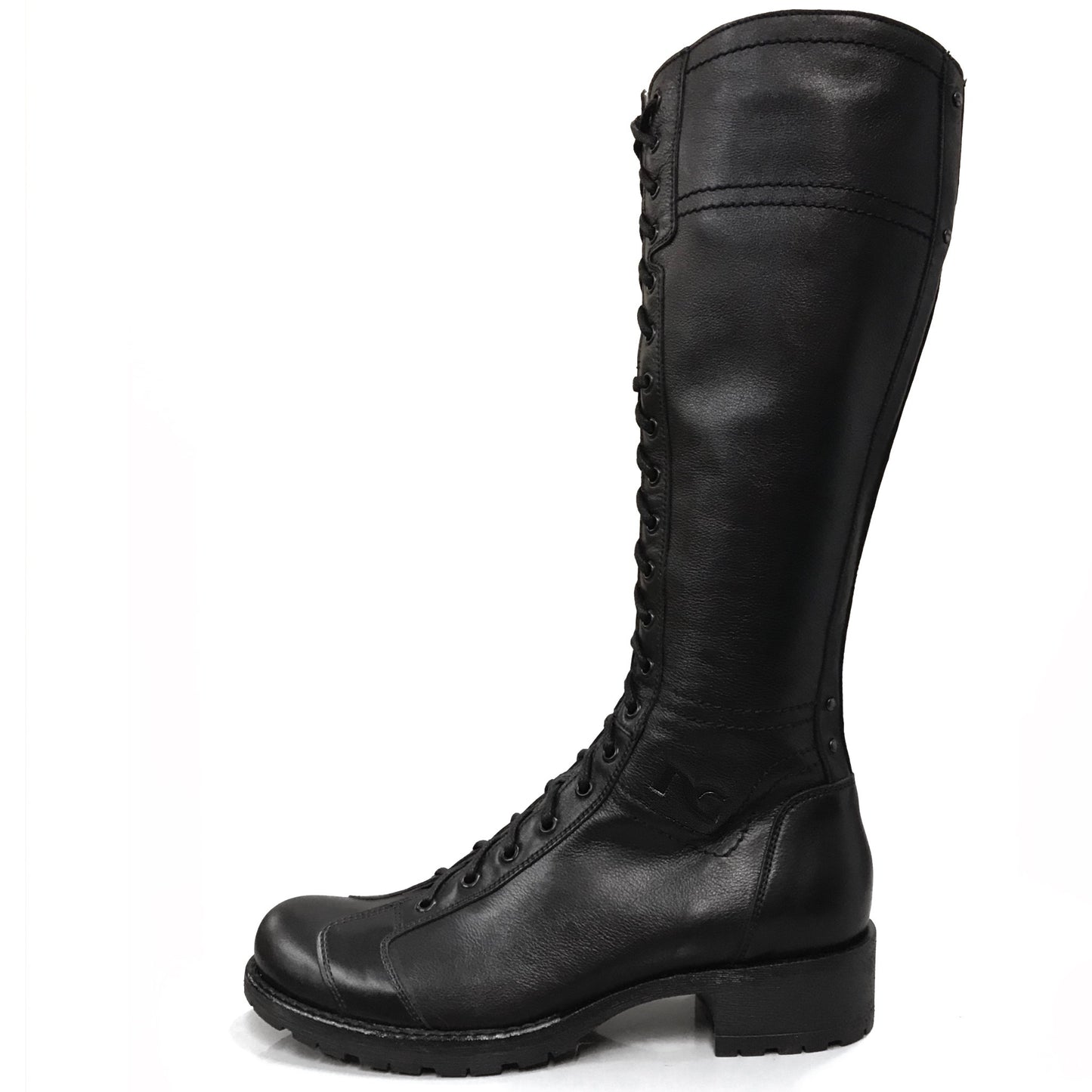 Stivali Anfibi Donna NeroGiardini A308541D Vera Pelle, Cerniera Zip, Lacci, Nero - Numero 38