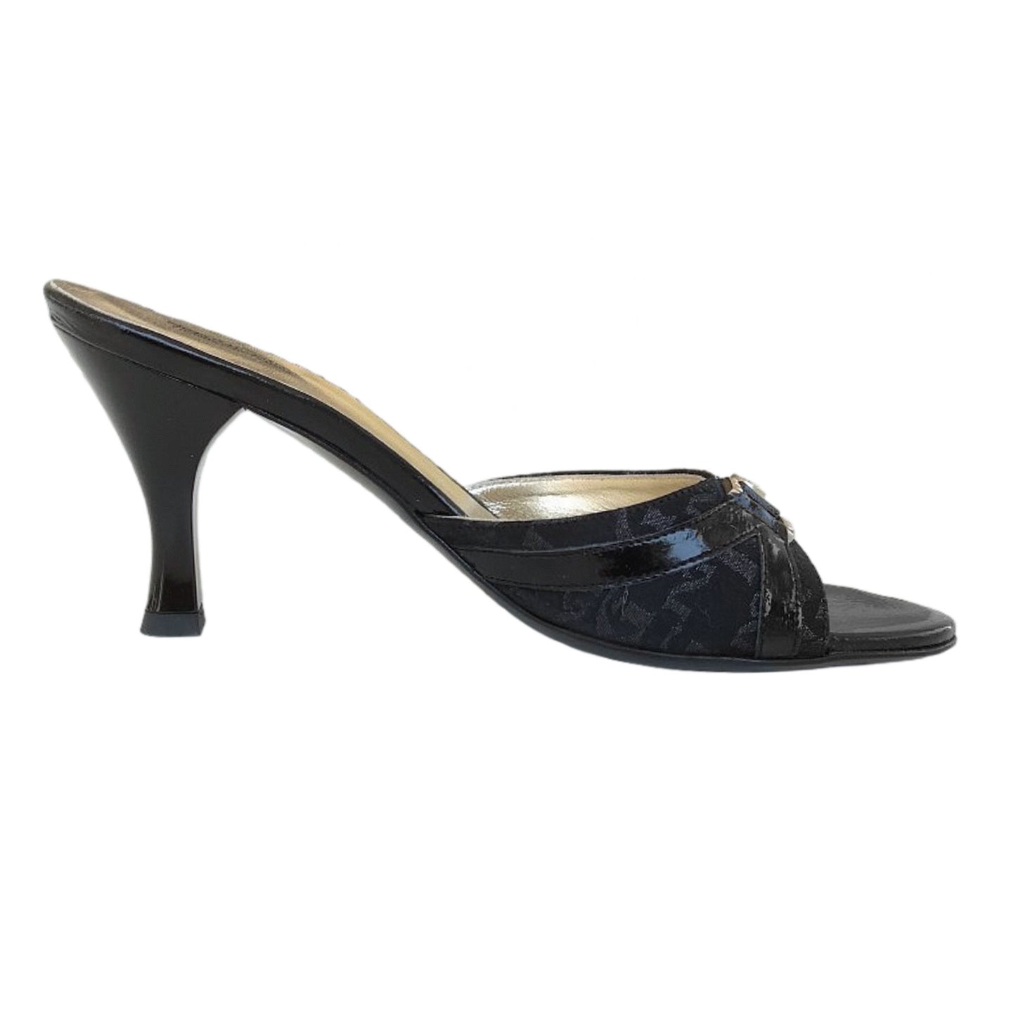 Ciabatte Eleganti NeroGiardini Vera Pelle in vernice e Tessuto Monogram - Nero