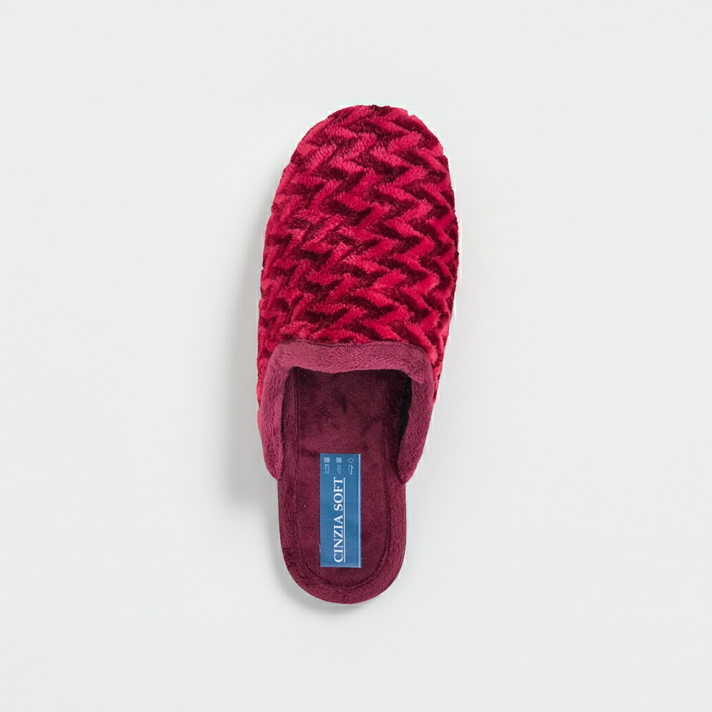 Cinzia Soft ED13018 Pantofole Donna, Velour Bordeaux, Comfort con Suola Ergonomica