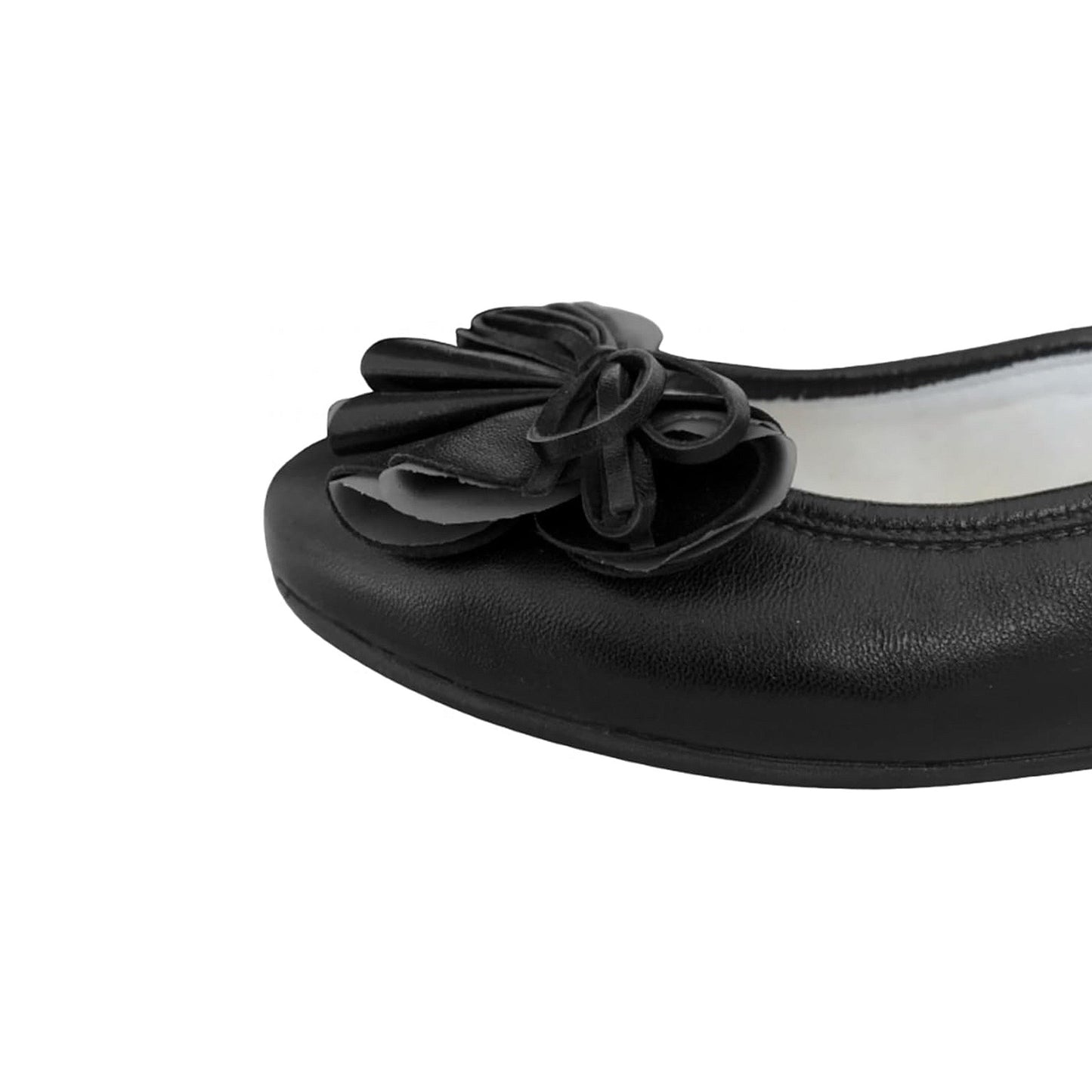 NeroGiardini Ballerine Donna P308421D in Vera Pelle Nero con Fiore Decorativo, 38 EU