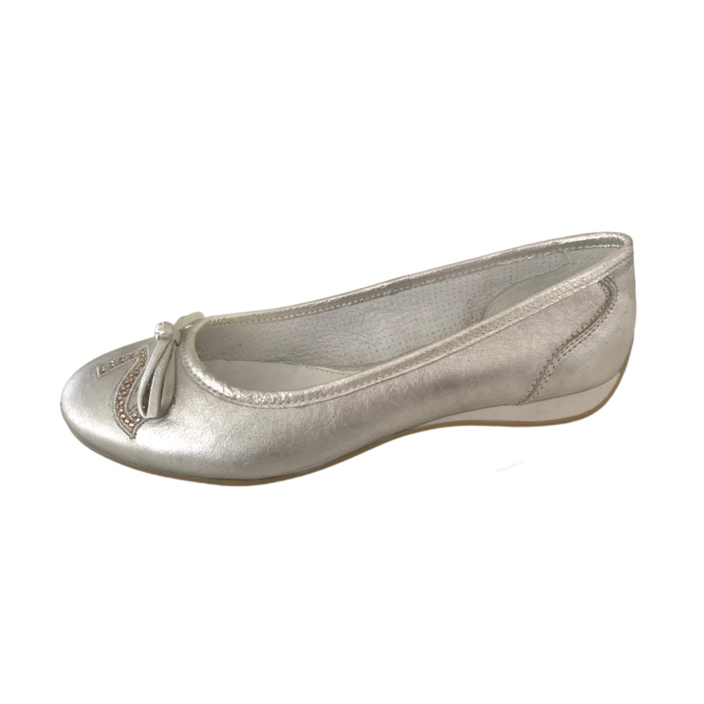 Ballerine NeroGiardini 300 Vera Pelle Argento Platino