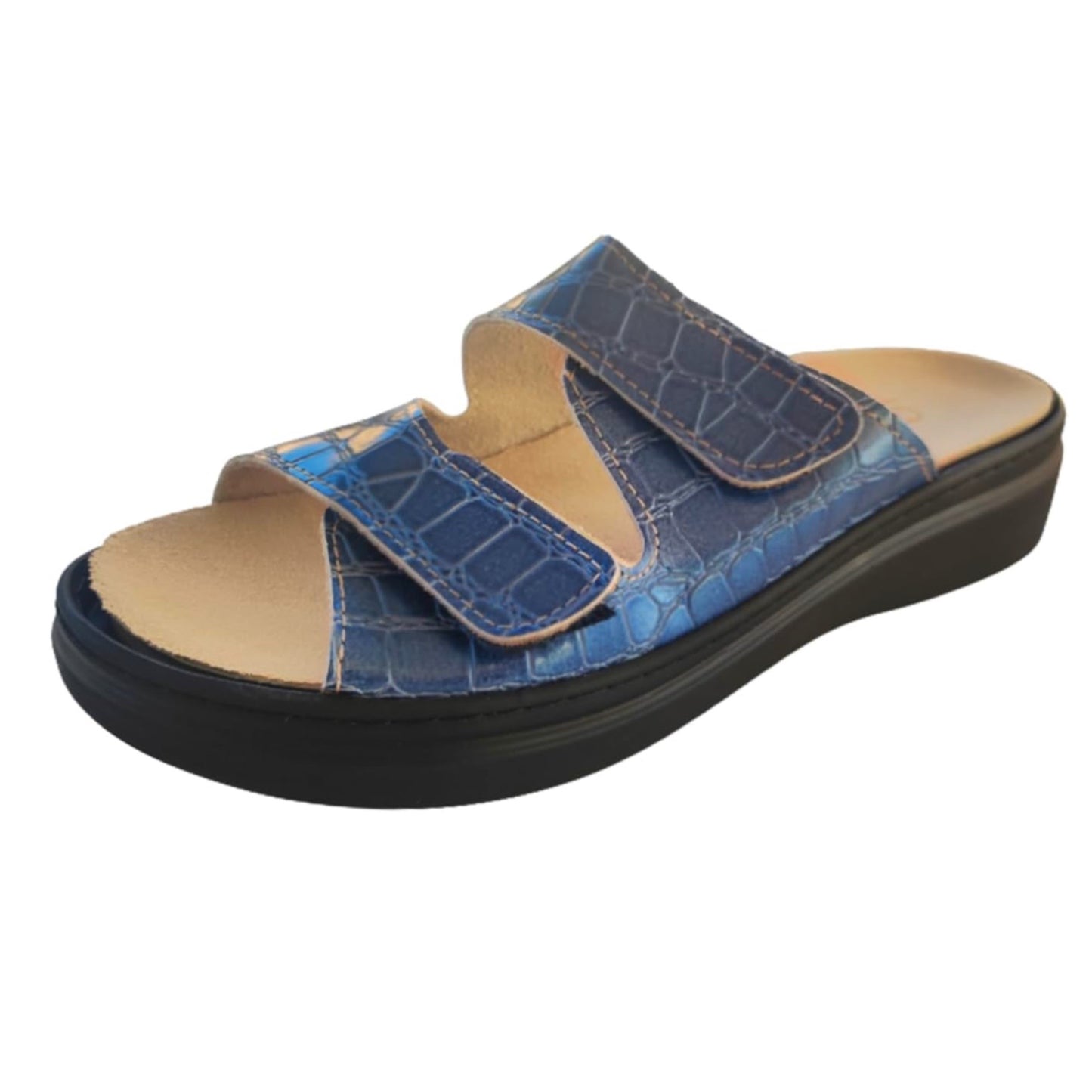 Ciabatta donna CinziaSoft art. 011 con plantare estraibile doppio strappo stampa cocco color blu