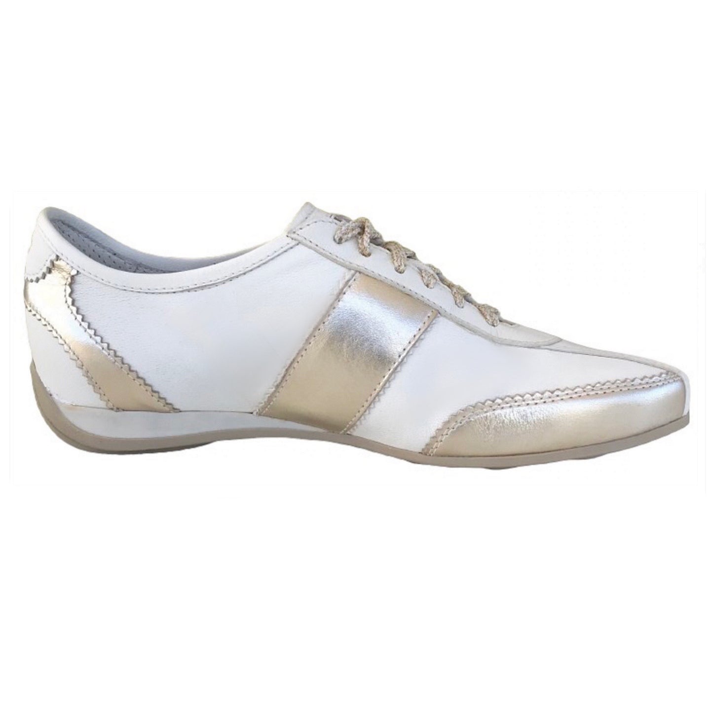 Sneakers Donna NeroGiardini 00275 Vera Pelle Bianco e Oro