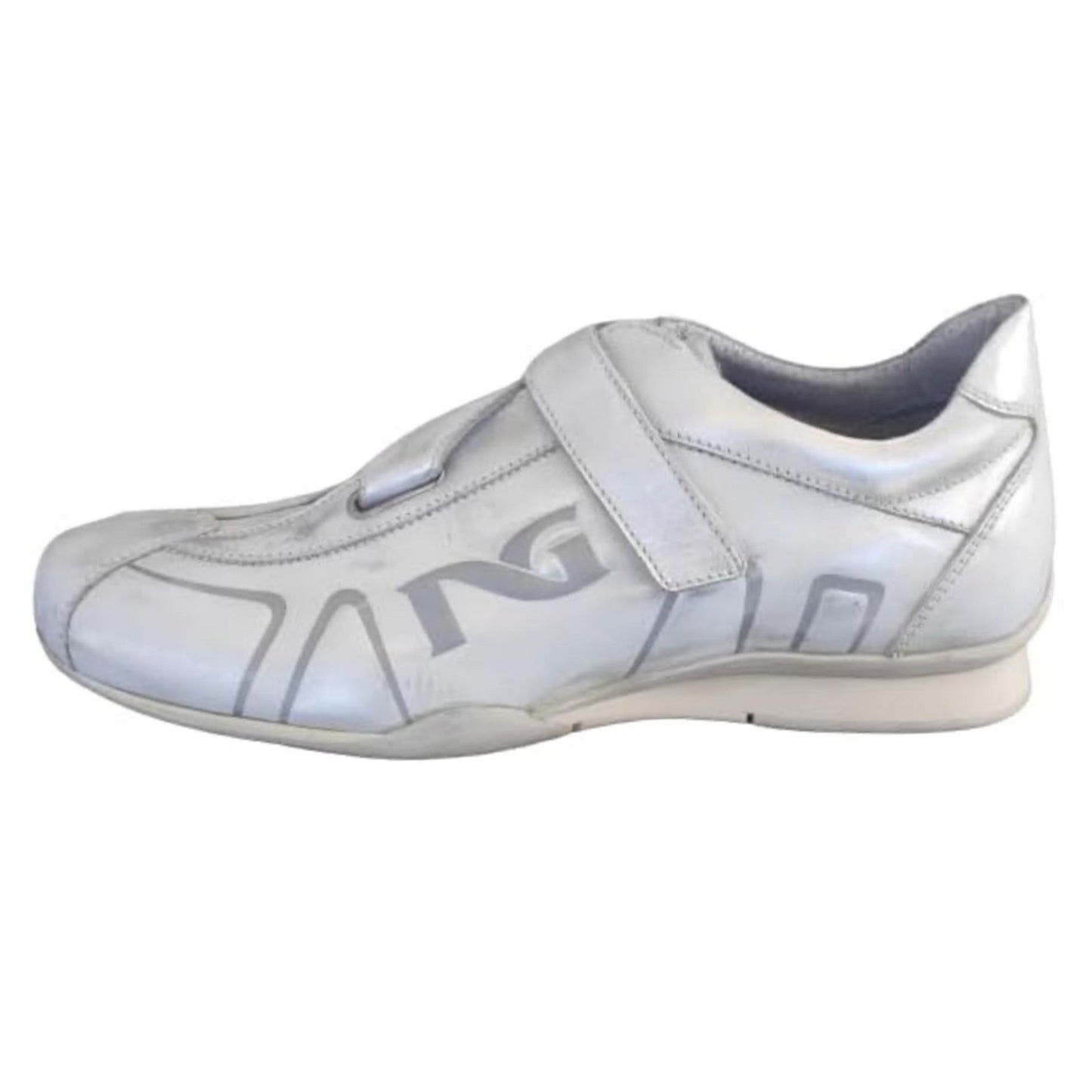Sneakers con Strappo Uomo NeroGiardini 07647 Vera Pelle Argento - 40 EU