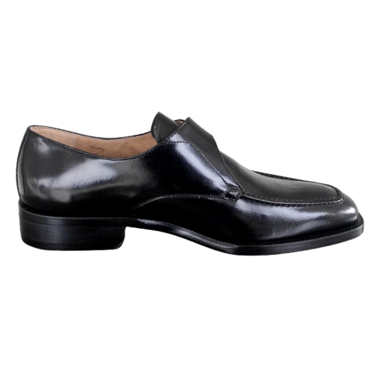 Scarpe Eleganti Uomo Colletti 2724 Vera Pelle Nero Lucido con Fibbia Argento