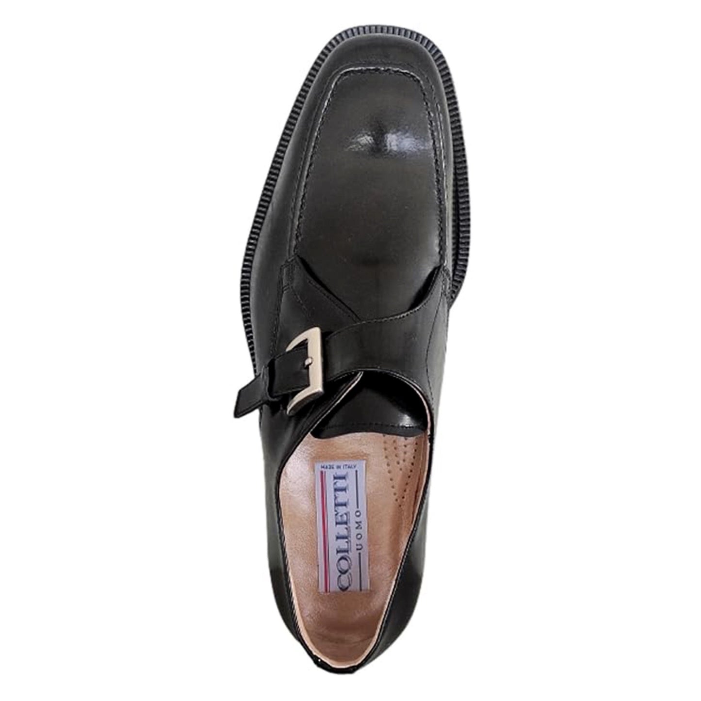 Scarpe Eleganti Uomo Colletti 2724 Vera Pelle Nero Lucido con Fibbia Argento