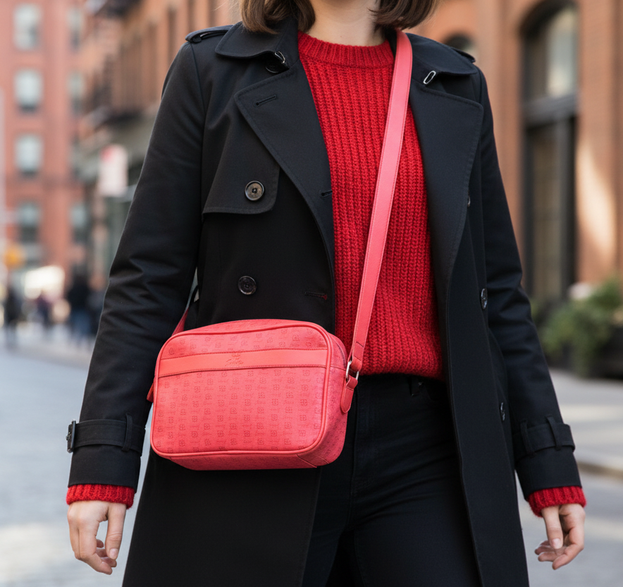 Borsa Donna Renato Balestra Monogram Ecopelle Rossa con Tracolla Regolabile