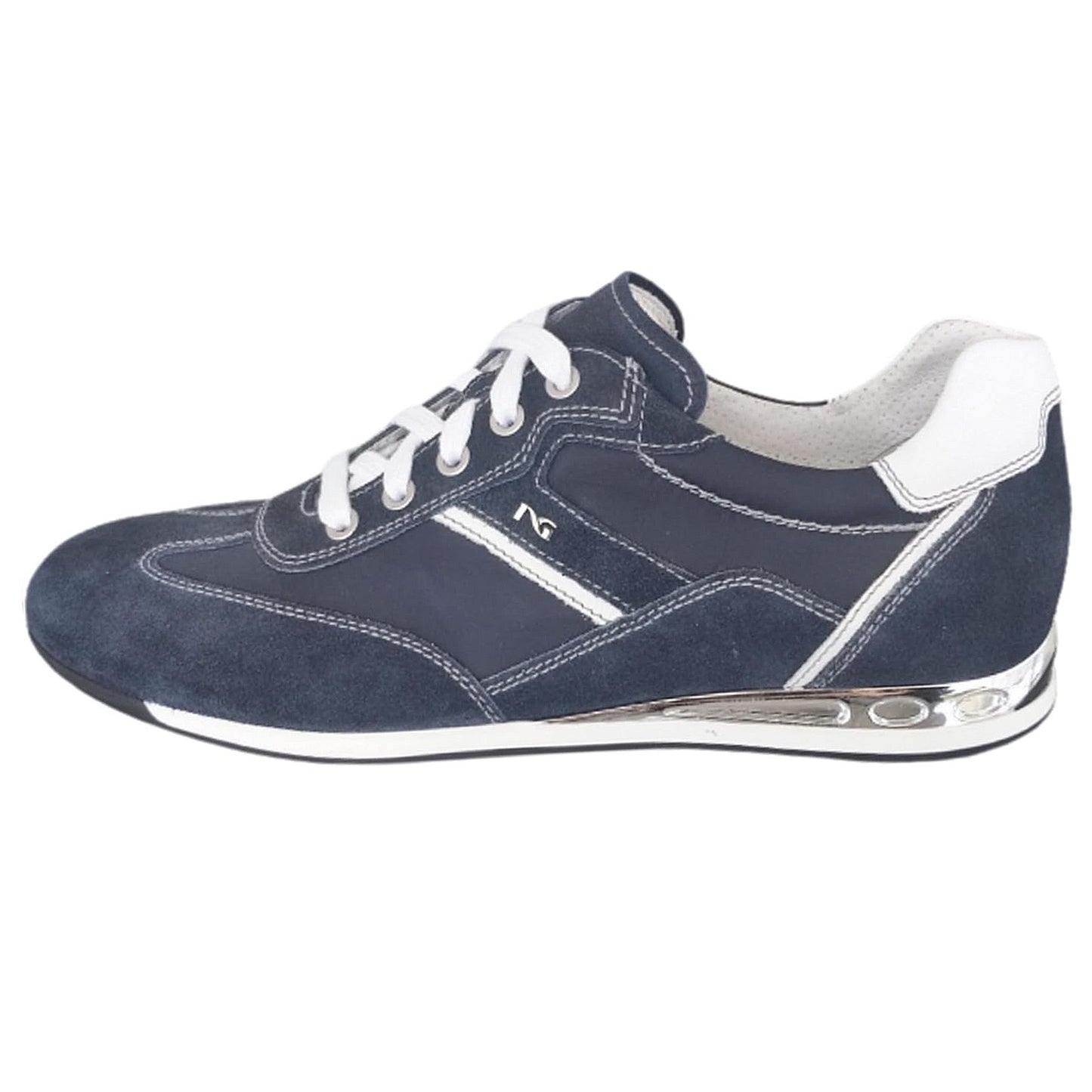 Sneakers Stringata Uomo NeroGiardini P604011U Vera Pelle Scamosciata Blu