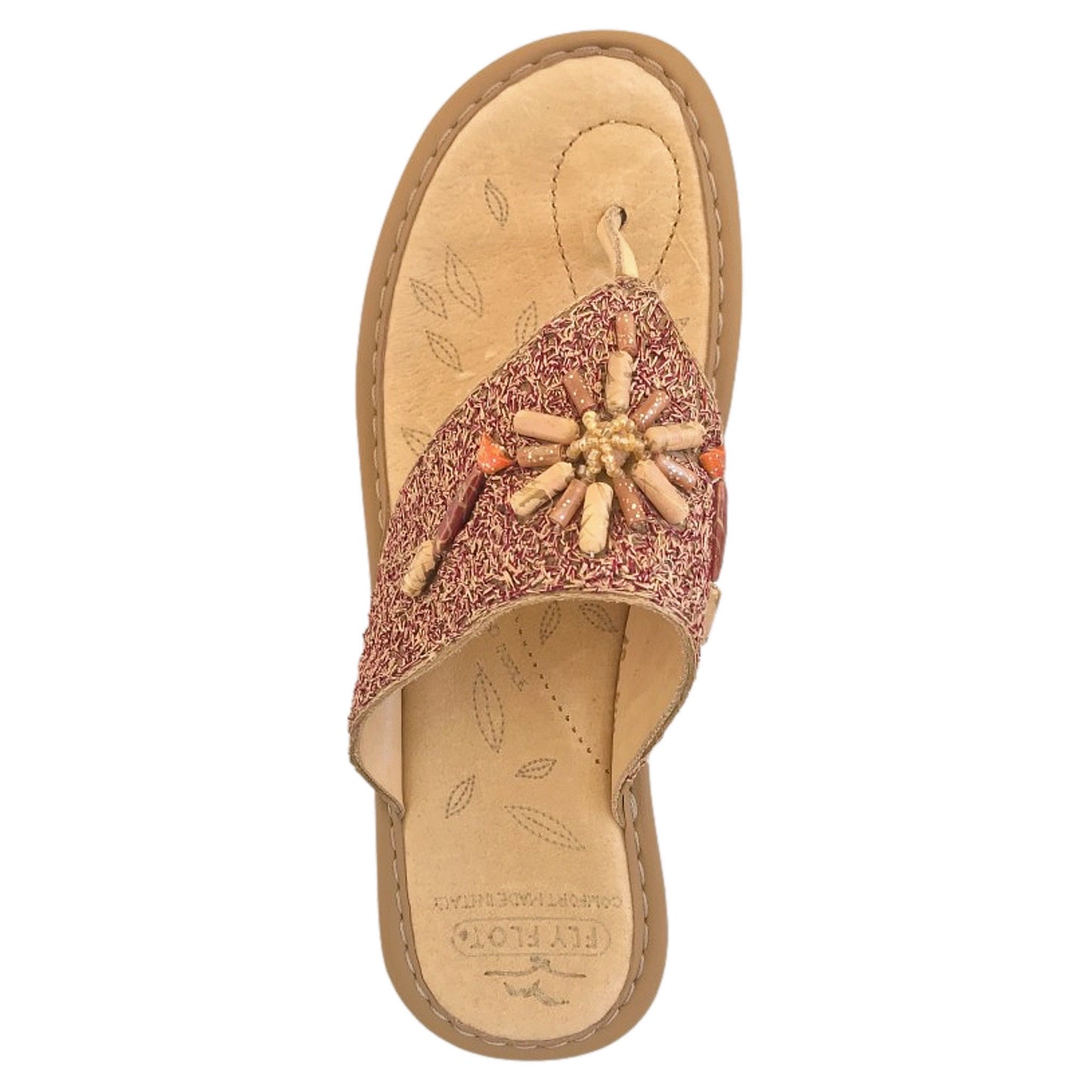 Ciabatte FlyFlot Beige Motivo Mare Vera Pelle
