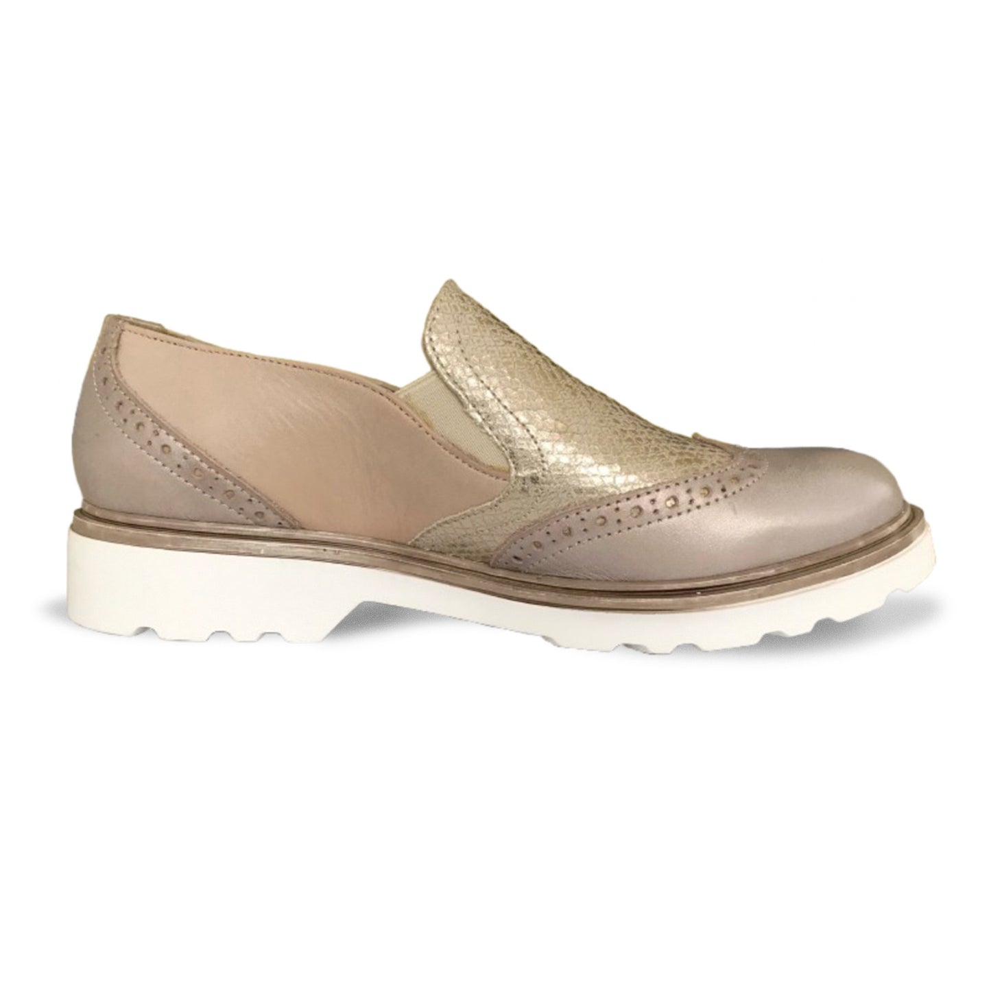 Mocassini PREGUNTA 24804VKR Vera Pelle con Elastici Laterali Champagne