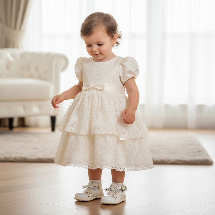 Scarpe Bambina Chicco 39449 Vera Pelle Vernice Bianco Latte / Bianco Fiocco brillantini - 19 EU