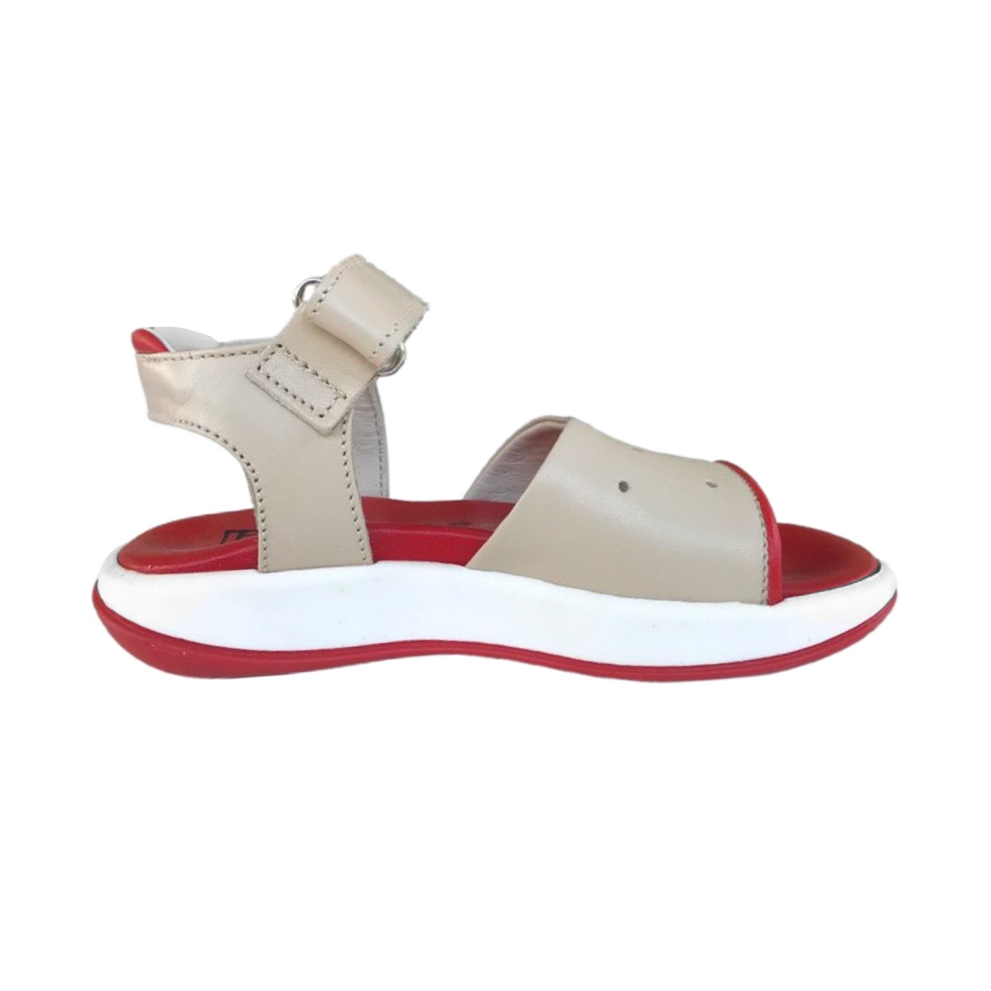 Sandali Bambina KUBO con Suola Comfort, Beige e Rosso, Design Sportivo con Cinturino alla Caviglia