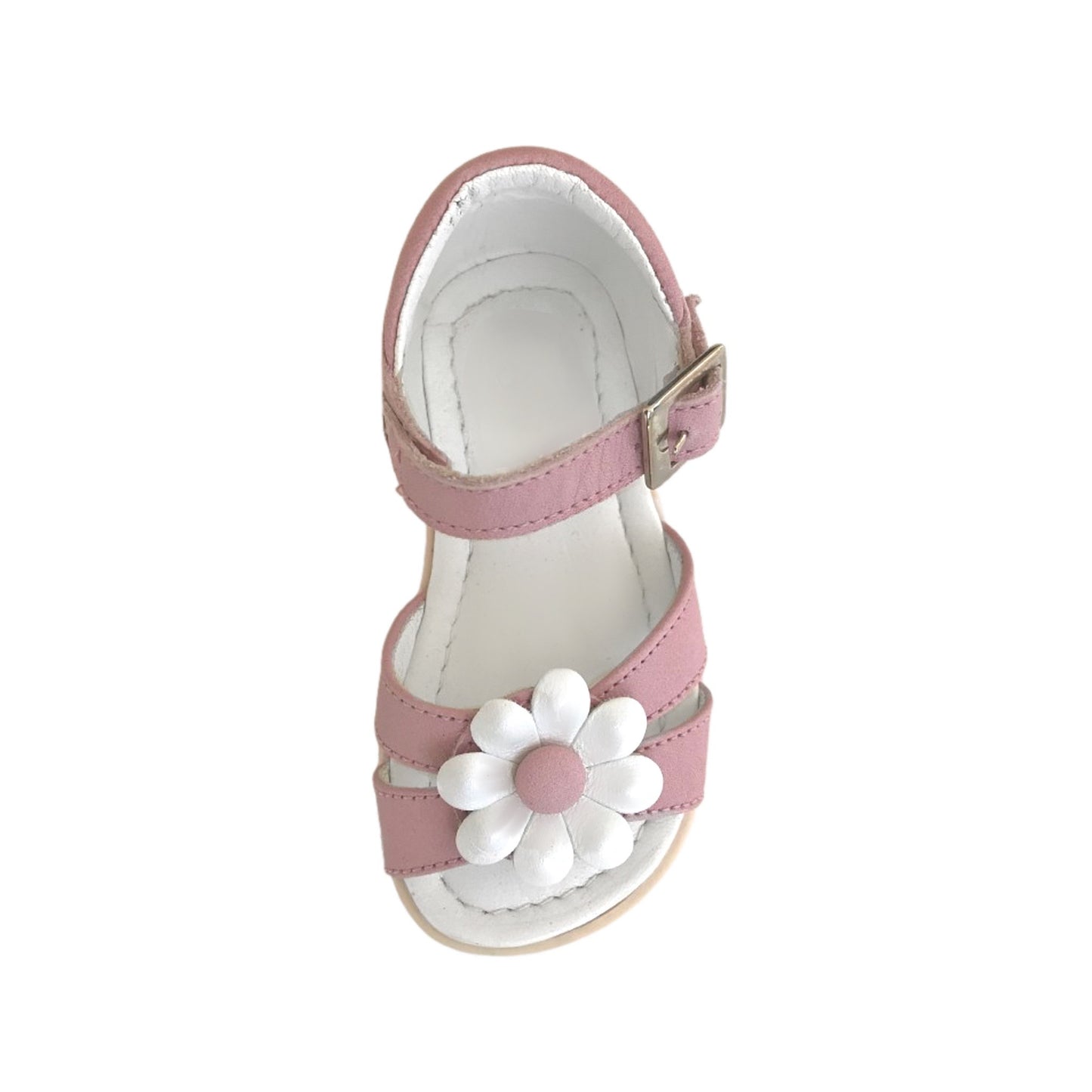 Sandali Bambina Cricket in Vera Pelle Rosa con Fiore Decorativo, Chiusura con Fibbia - 19 EU