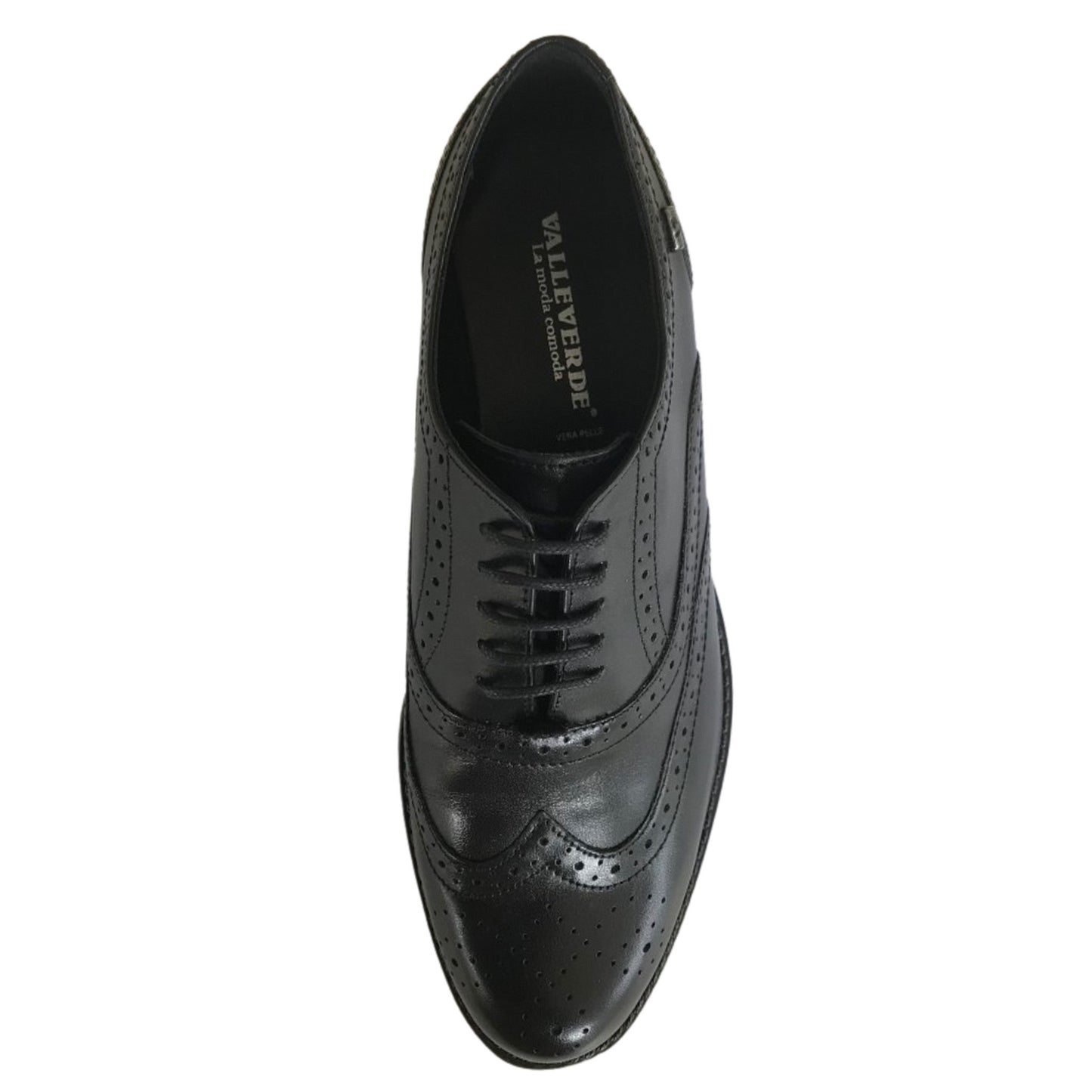 Scarpa inglesina Oxford Donna Valleverde Vera Pelle Nero - 39 (EU)