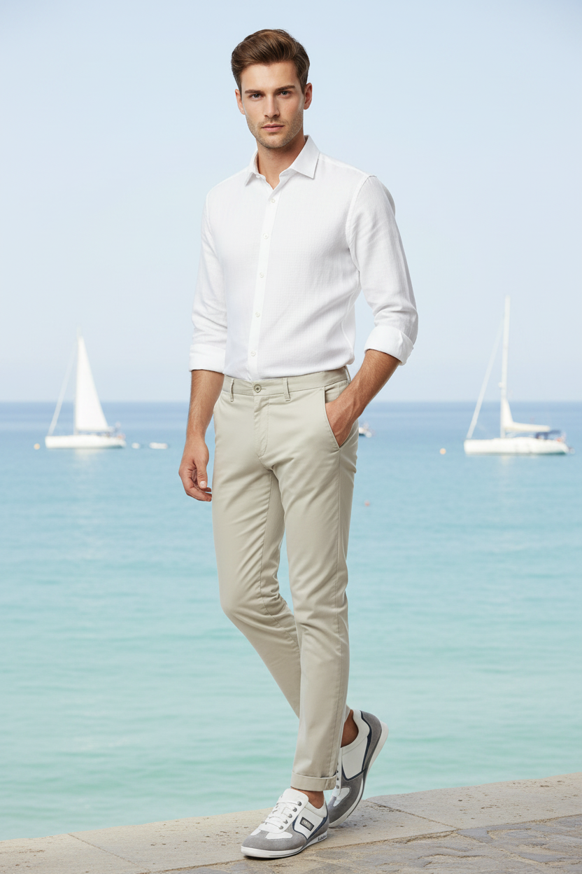 Sneakers Uomo NeroGiardini P201151U Vera Pelle Bianco Grigio con riporti Blu - 44 EU