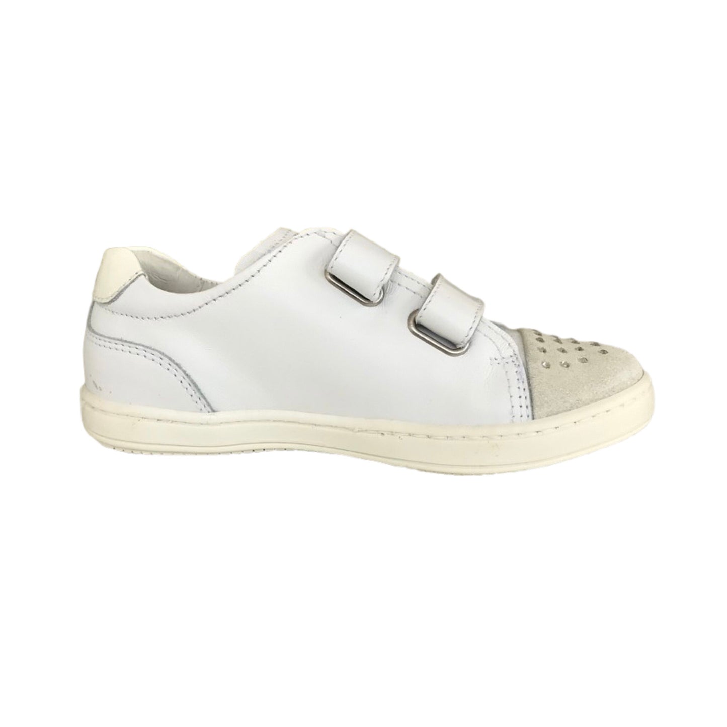 Scarpe Bambina con strap NeroGiardini P327011F Bianco Vera Pelle Brillantini