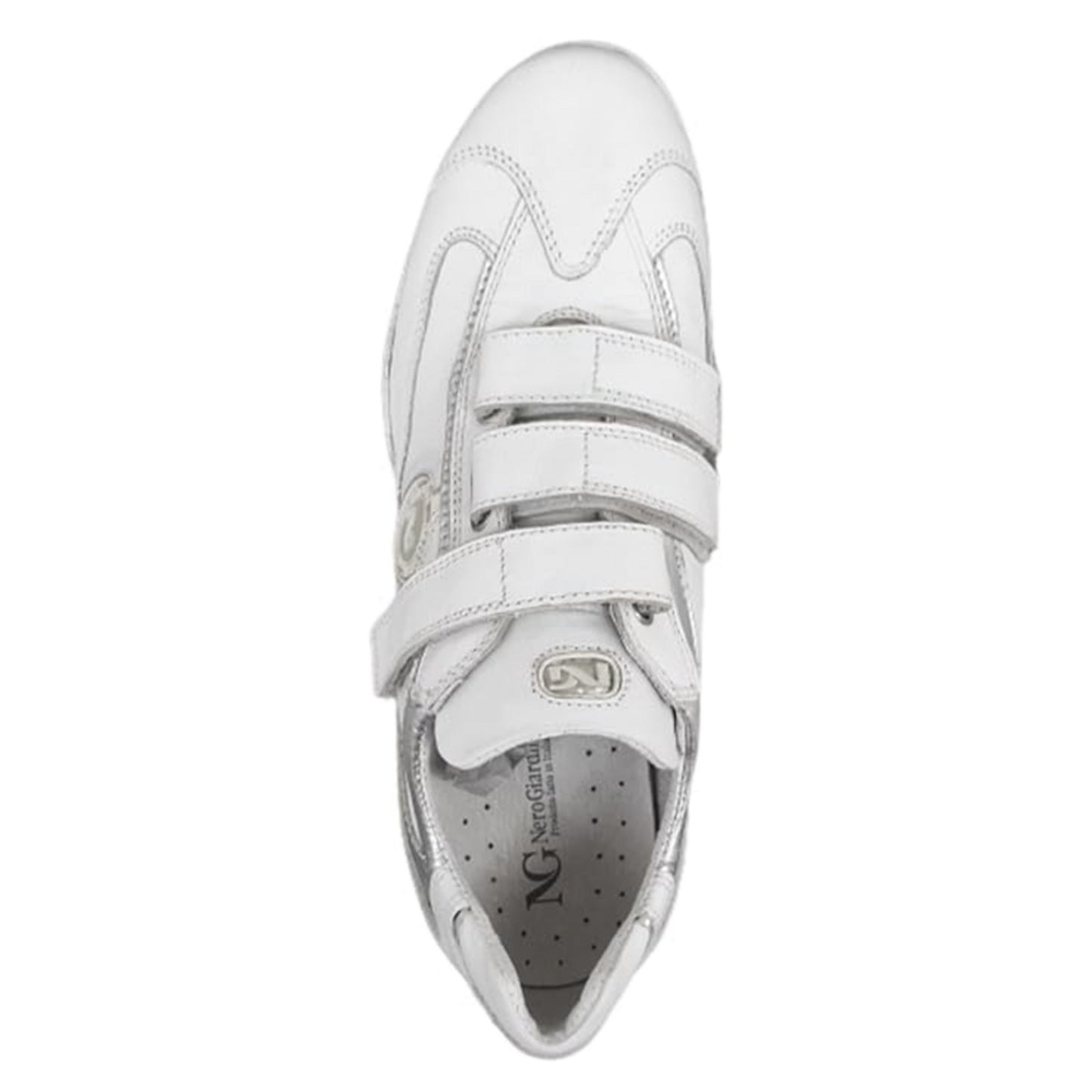 Sneakers con Strappo Uomo NeroGiardini 07668 Vera Pelle Bianco