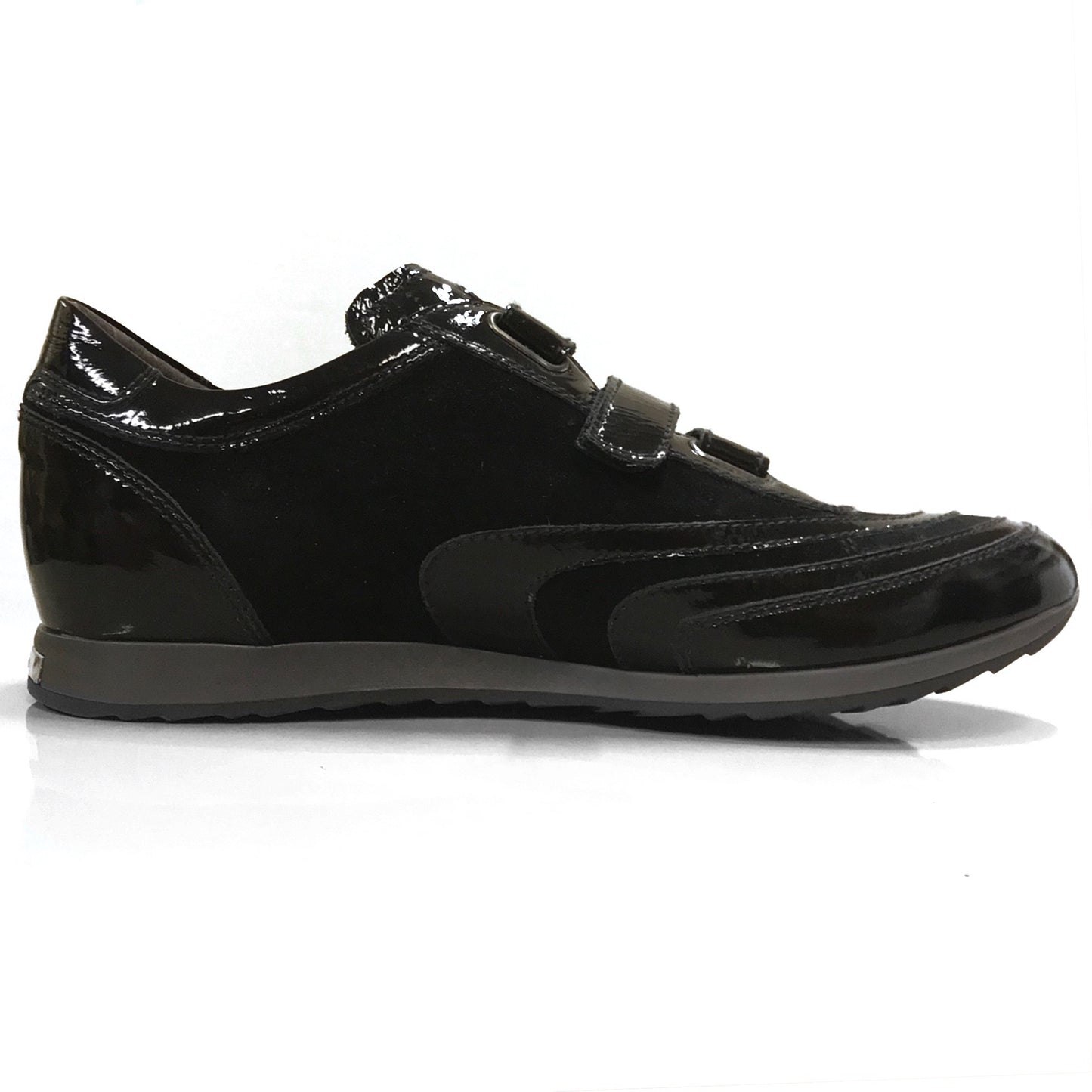 Sneakers scarpe con chiusura a strappo Uomo NeroGiardini A907919 in Vera Pelle scamosciata, Pelle in vernice - Colore Nero