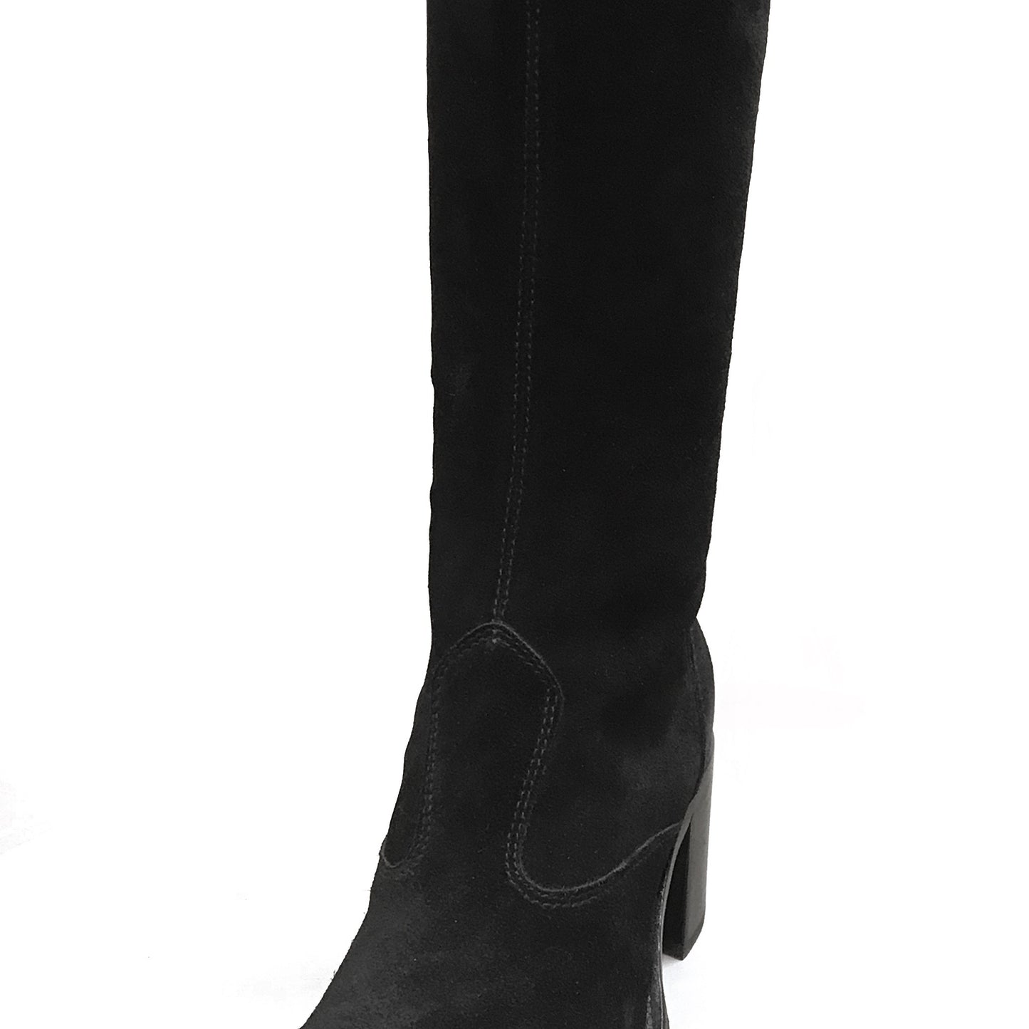 Stivali con tacco a blocco NeroGiardini A005431D Vera Pelle Scamosciata, Cerniera Zip - Colore Nero
