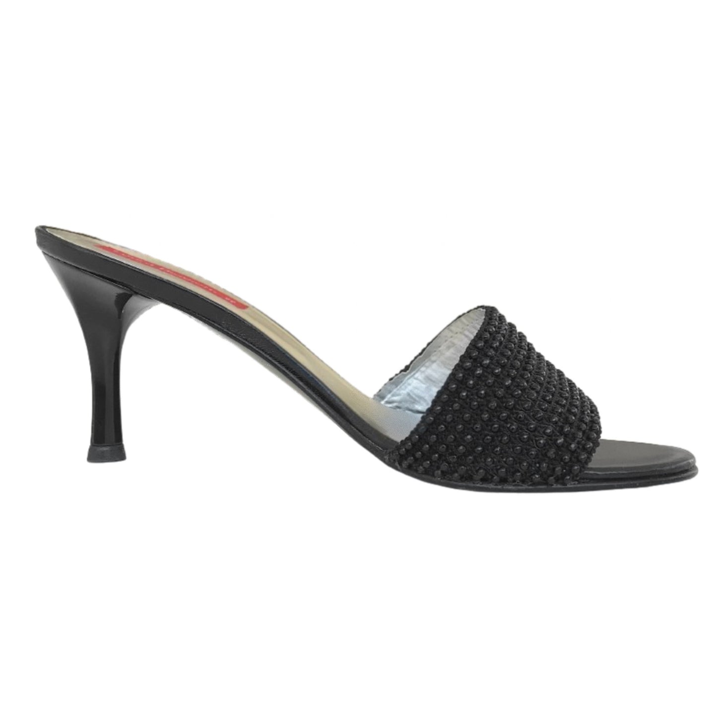 Ciabatte con tacco Laura Biagiotti Vera Pelle e Fascia di Perline - Nero