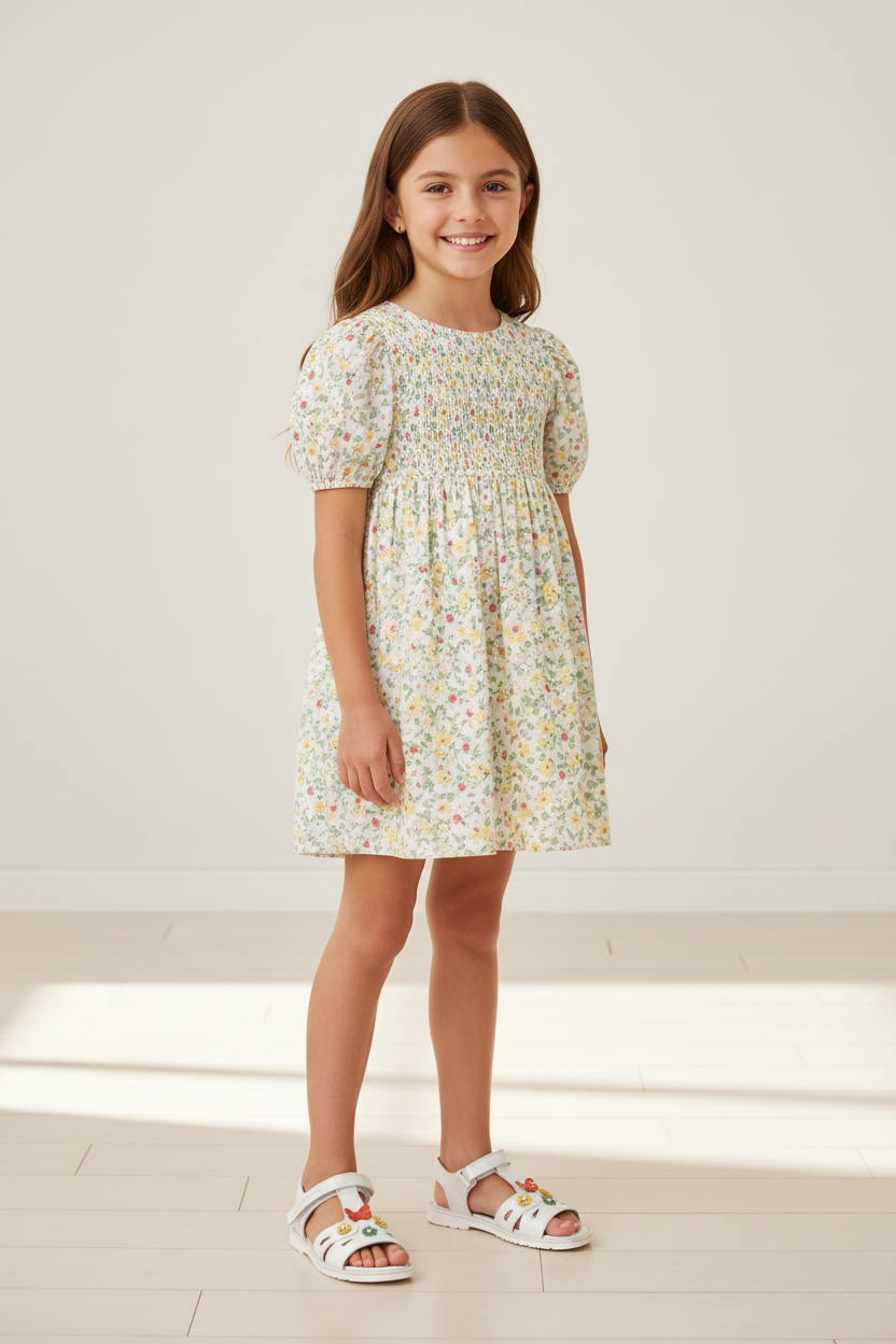 Sandali Bambina NeroGiardini in Pelle Verniciata, Bianco, con Decorazioni Floreali, Chiusura a Strappo