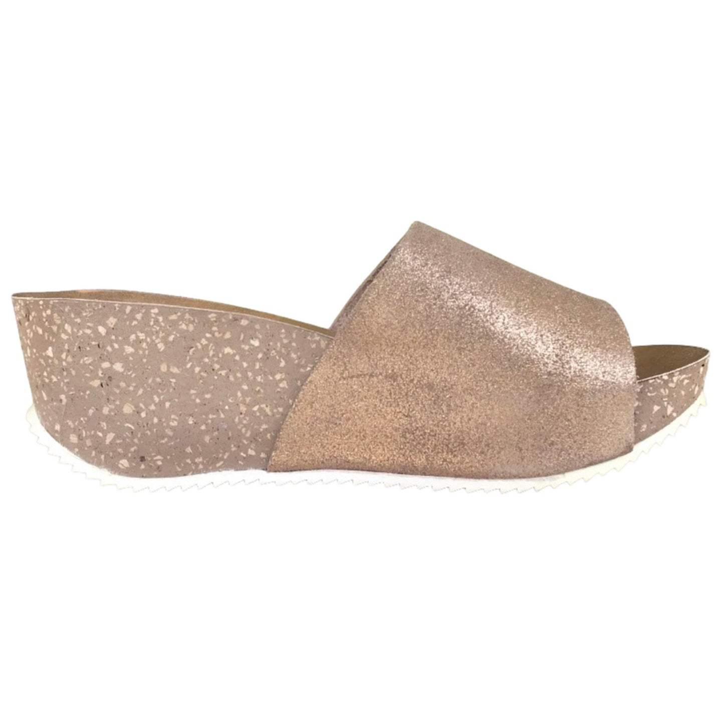 Ciabatte con zeppa Donna PREGUNTA 9957 Fascia in Vera Pelle Cipria laminata