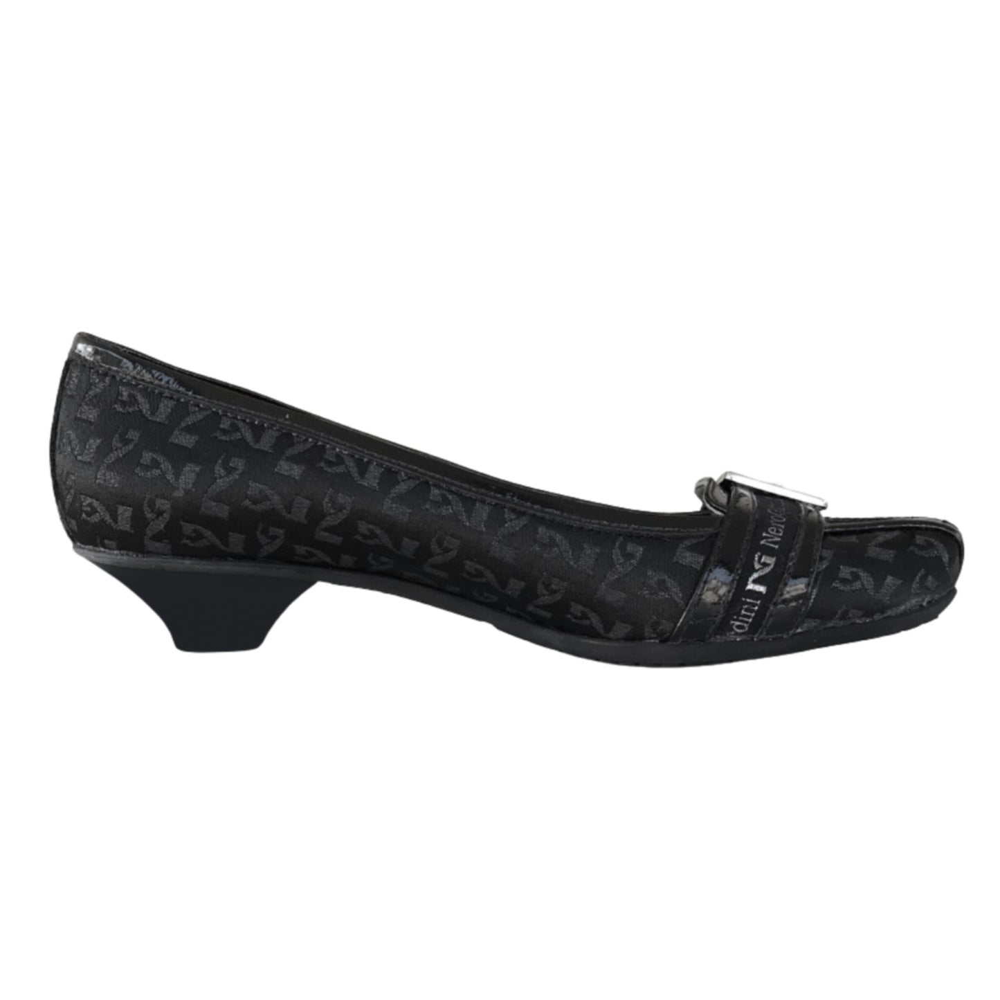 Décolleté basse NeroGiardini 00711 Tessuto Monogram Vera Pelle Nero