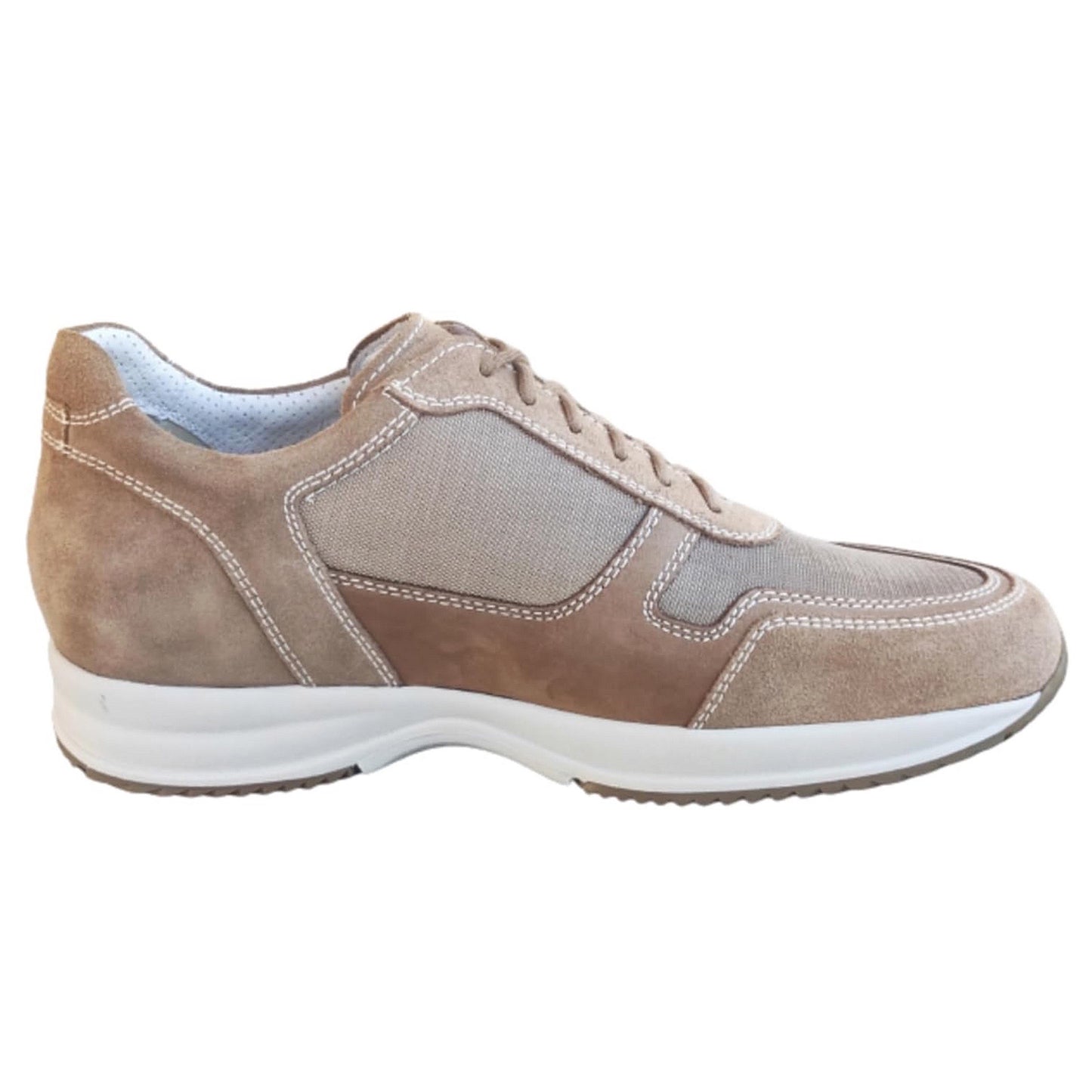 Sneakers Uomo NeroGiardini P201080U Vera Pelle Scamosciata Nabuk Beige Castoro e Sabbia - 41 EU