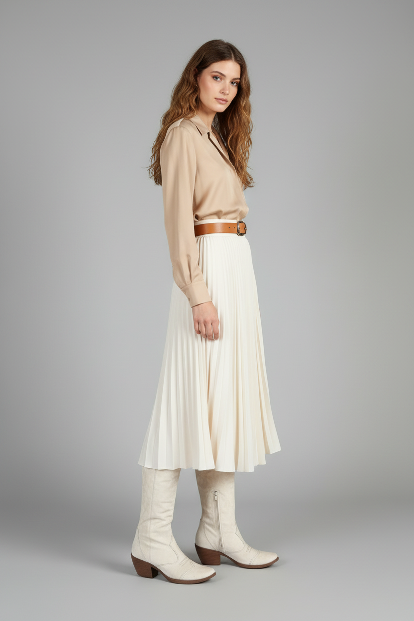 Stivali Texani Donna NeroGiardini 00320 Vera Pelle Bianco Latte, Numero 38 EU