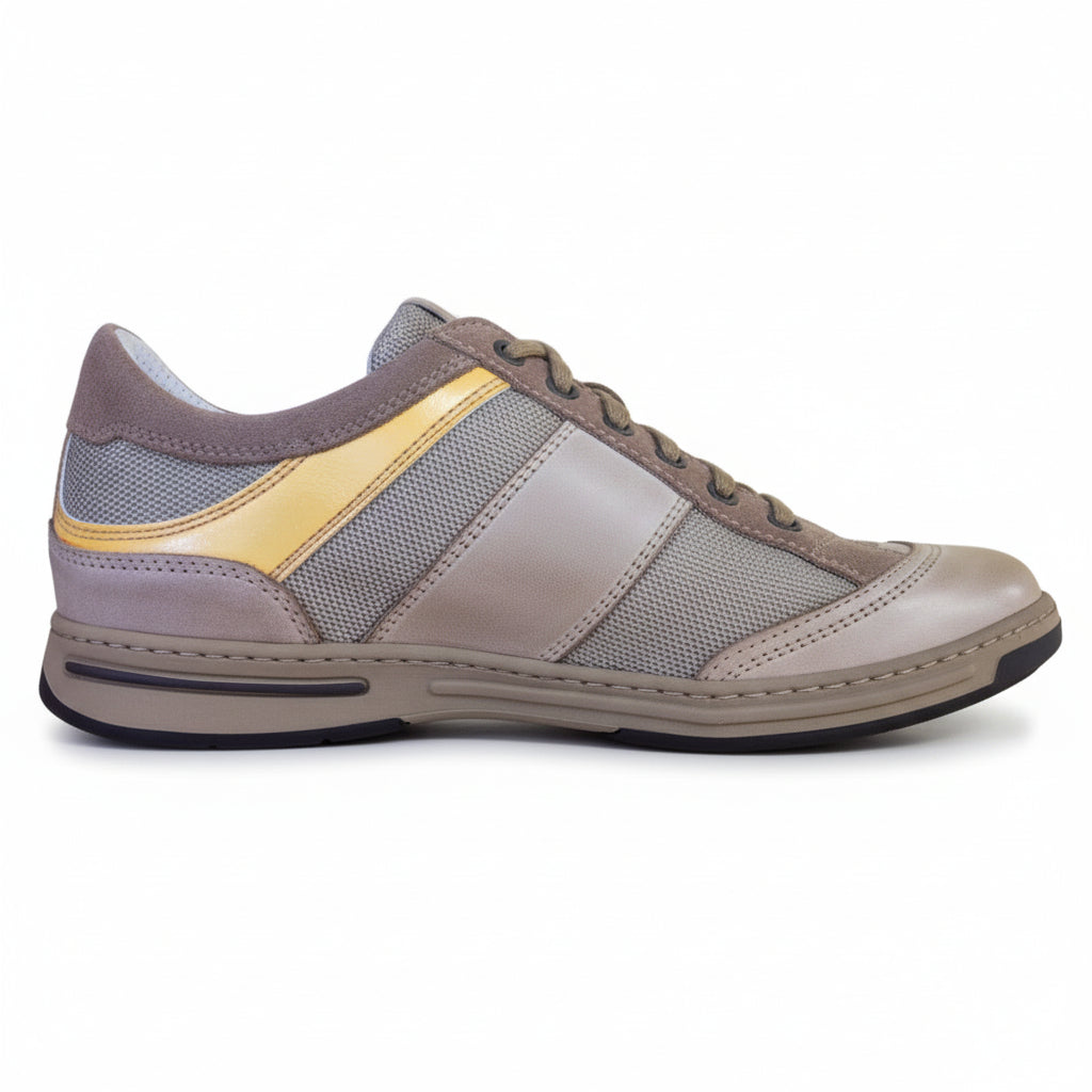 Sneakers Uomo Ragazzo NeroGiardini 07661 Vera Pelle Beige Tortora Vernice Gialla - 40 EU