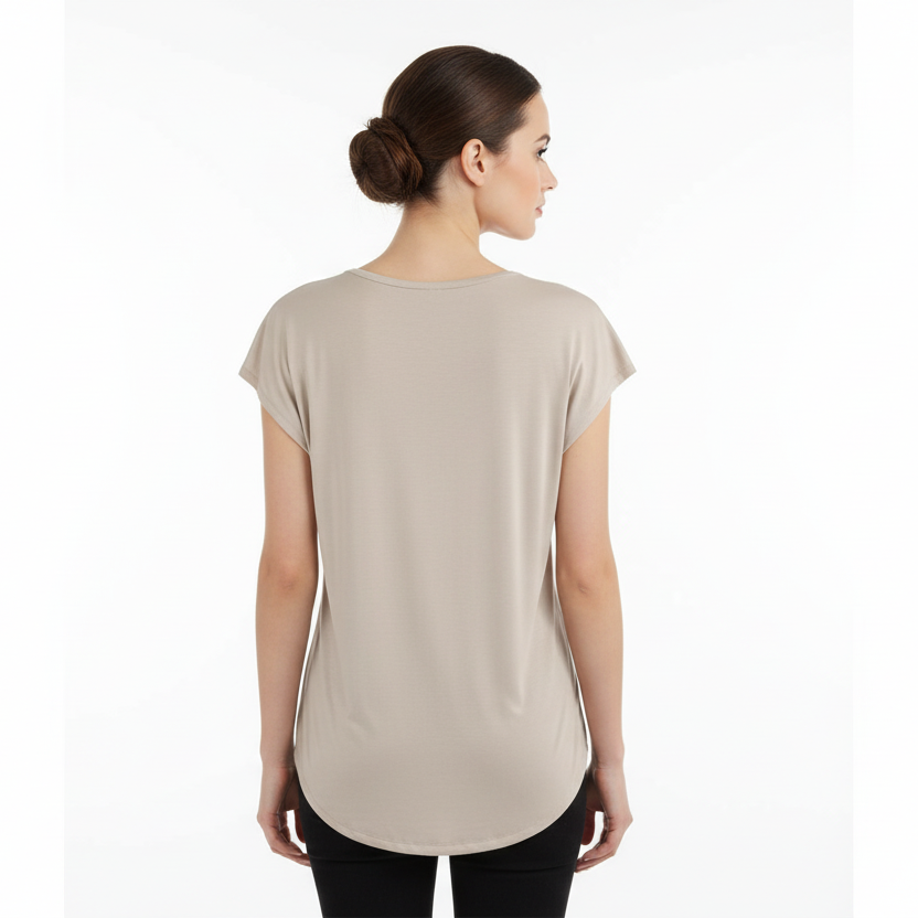 T-Shirt Donna NeroGiardini P561910D Maglina e Pizzo Beige