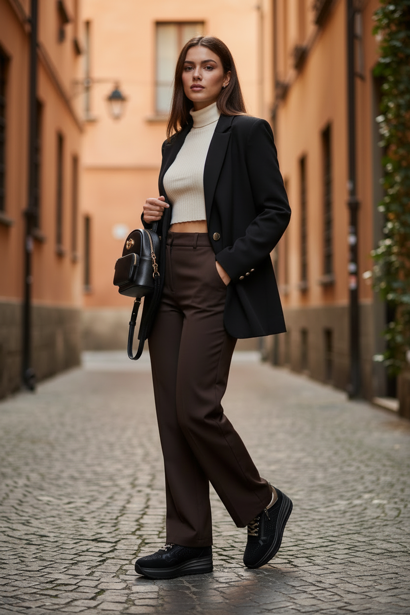Sneakers Donna Cinzia Soft 19015 in morbido Nabuk Nero, Lacci Oro, Zip laterale, Strass, Nero - Numero 36