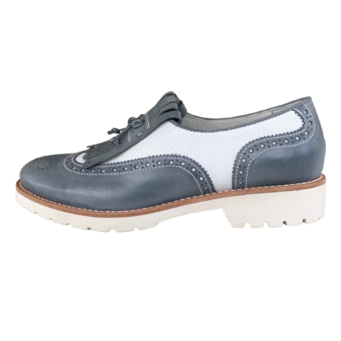 Scarpe Inglesine Estive Donna NeroGiardini 717192D Navy Bianco