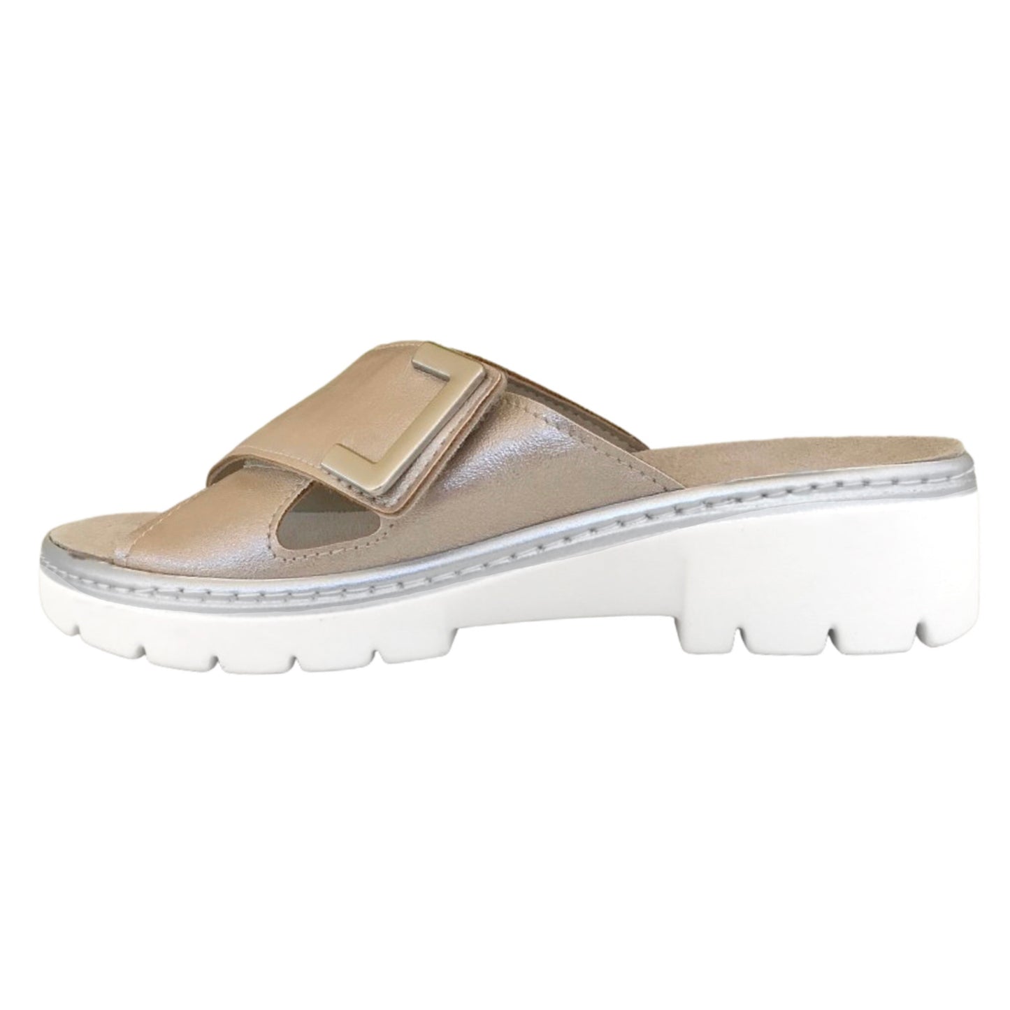 Ciabatte CinziaSoft MZB56-T Vera Pelle Oro Rosa con strap e plantare estraibile