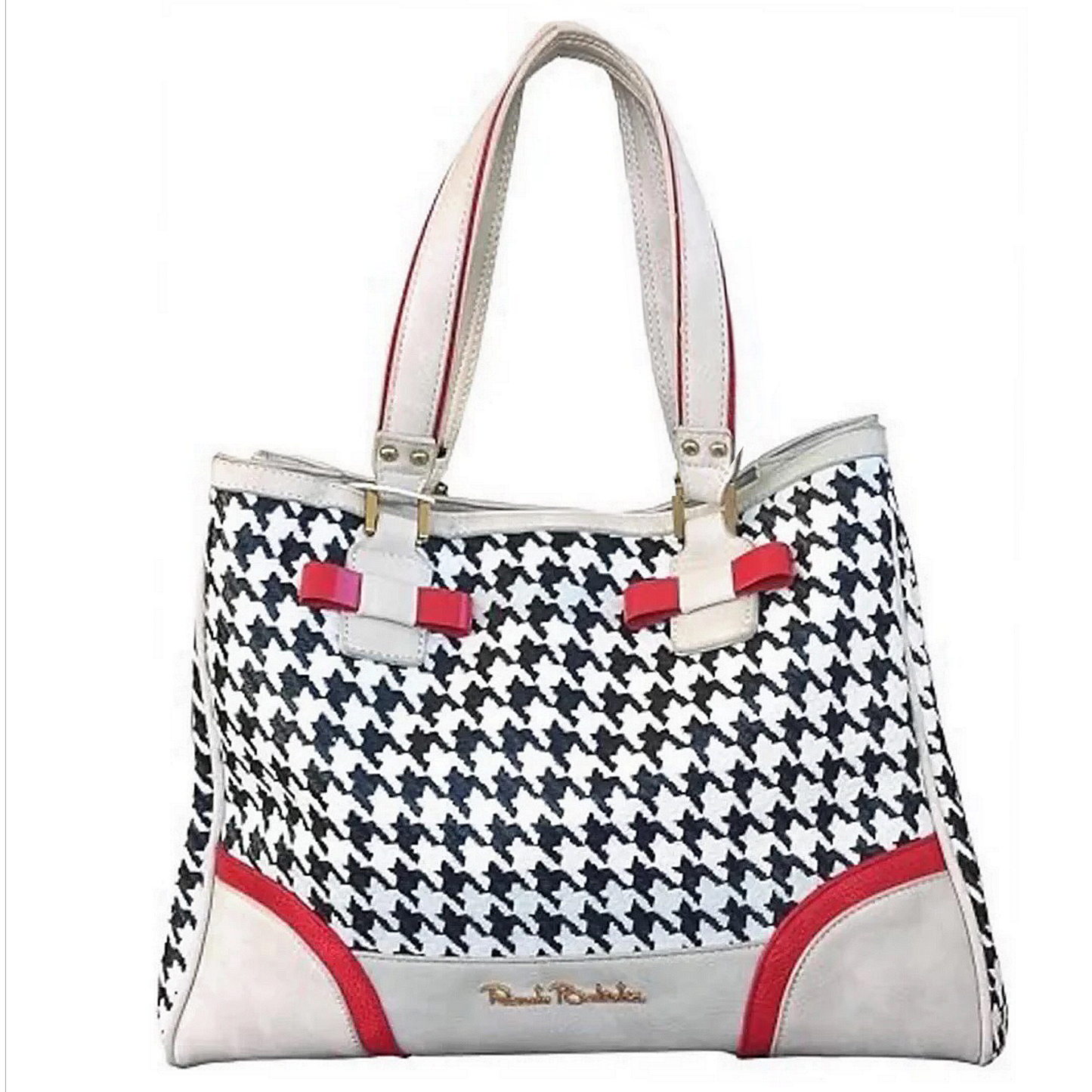 Borsa a spalla Renato Balstra ecopelle beige pied de coque bianco e nero