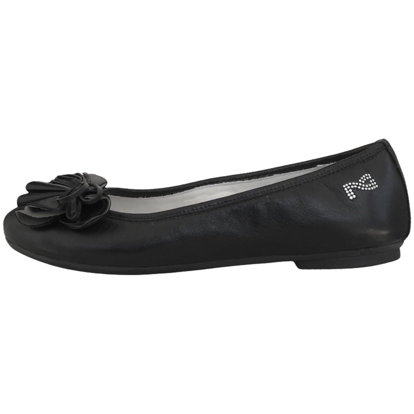 NeroGiardini Ballerine Donna P308421D in Vera Pelle Nero con Fiore Decorativo, 38 EU