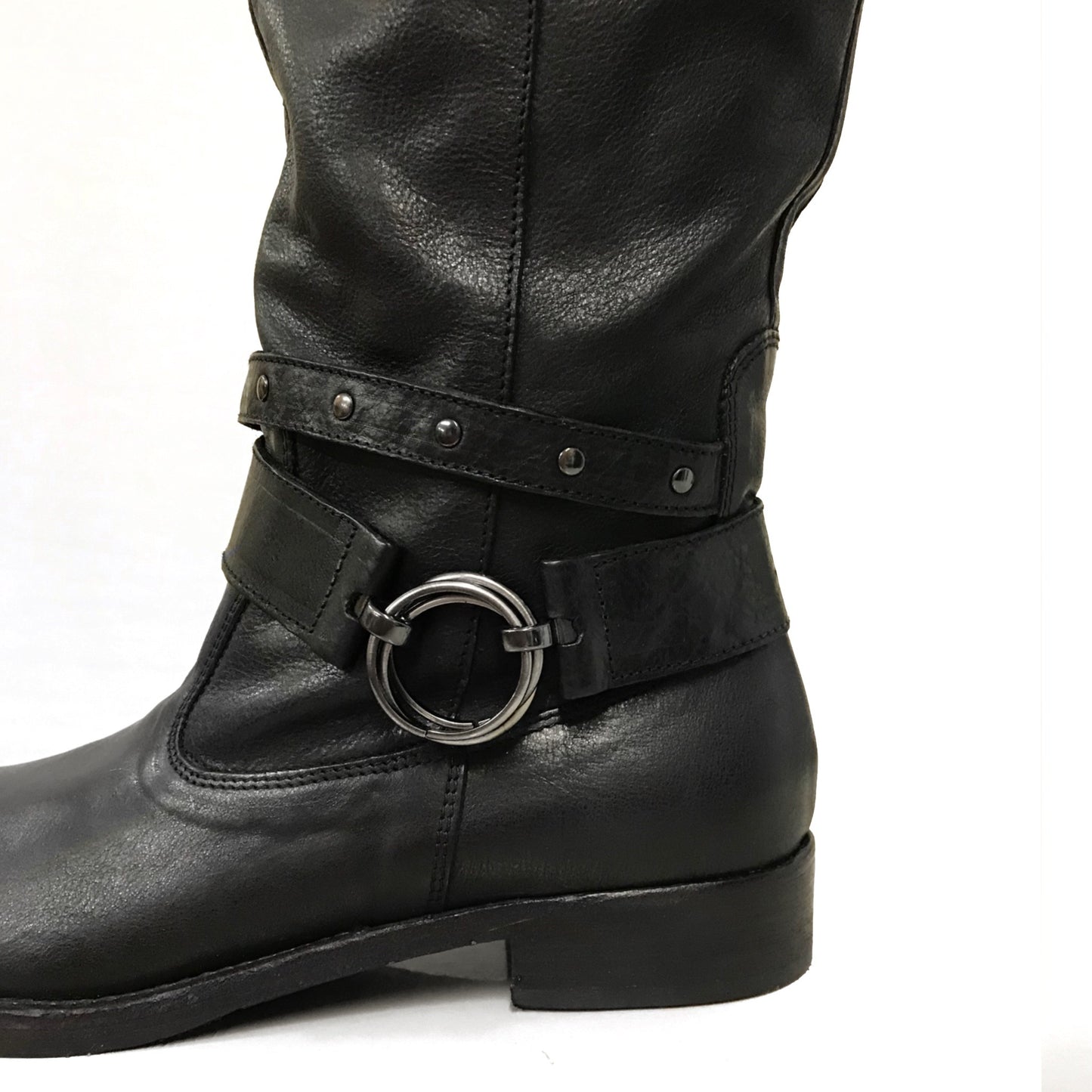 Stivali Cavallerizza Donna NeroGiardini A207991D Vera pelle, Tacco basso, Cerniera Zip, Borchie - Colore Nero