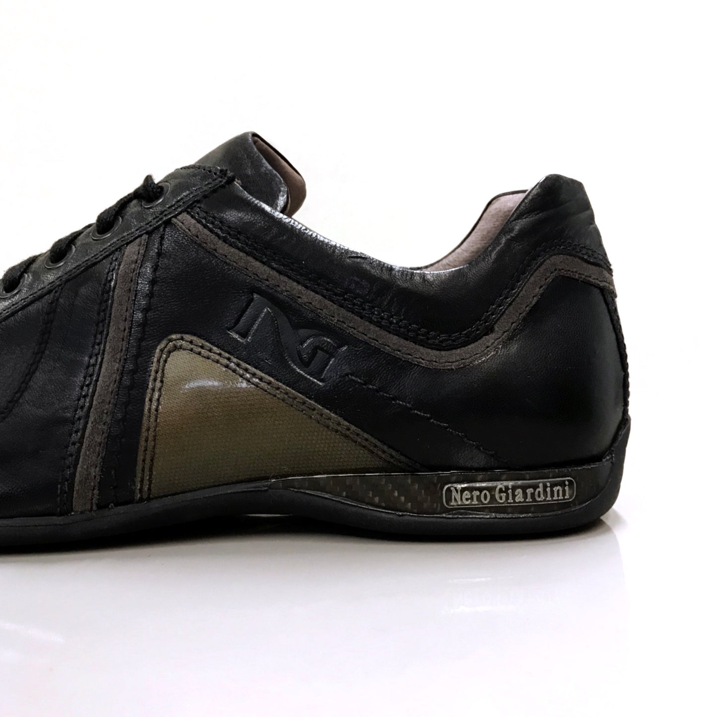 Sneakers Uomo NeroGiardini A201370U Vera Pelle, Nappa, con Lacci - Colore Nero, Grigio, Carbone