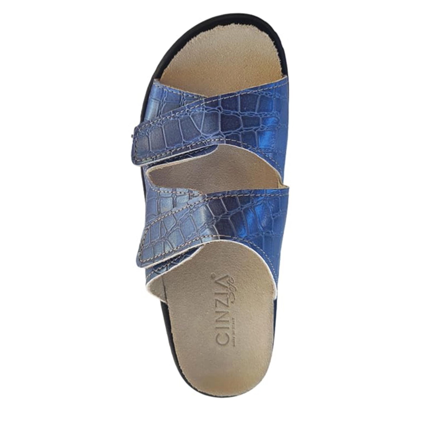 Ciabatta donna CinziaSoft art. 011 con plantare estraibile doppio strappo stampa cocco color blu